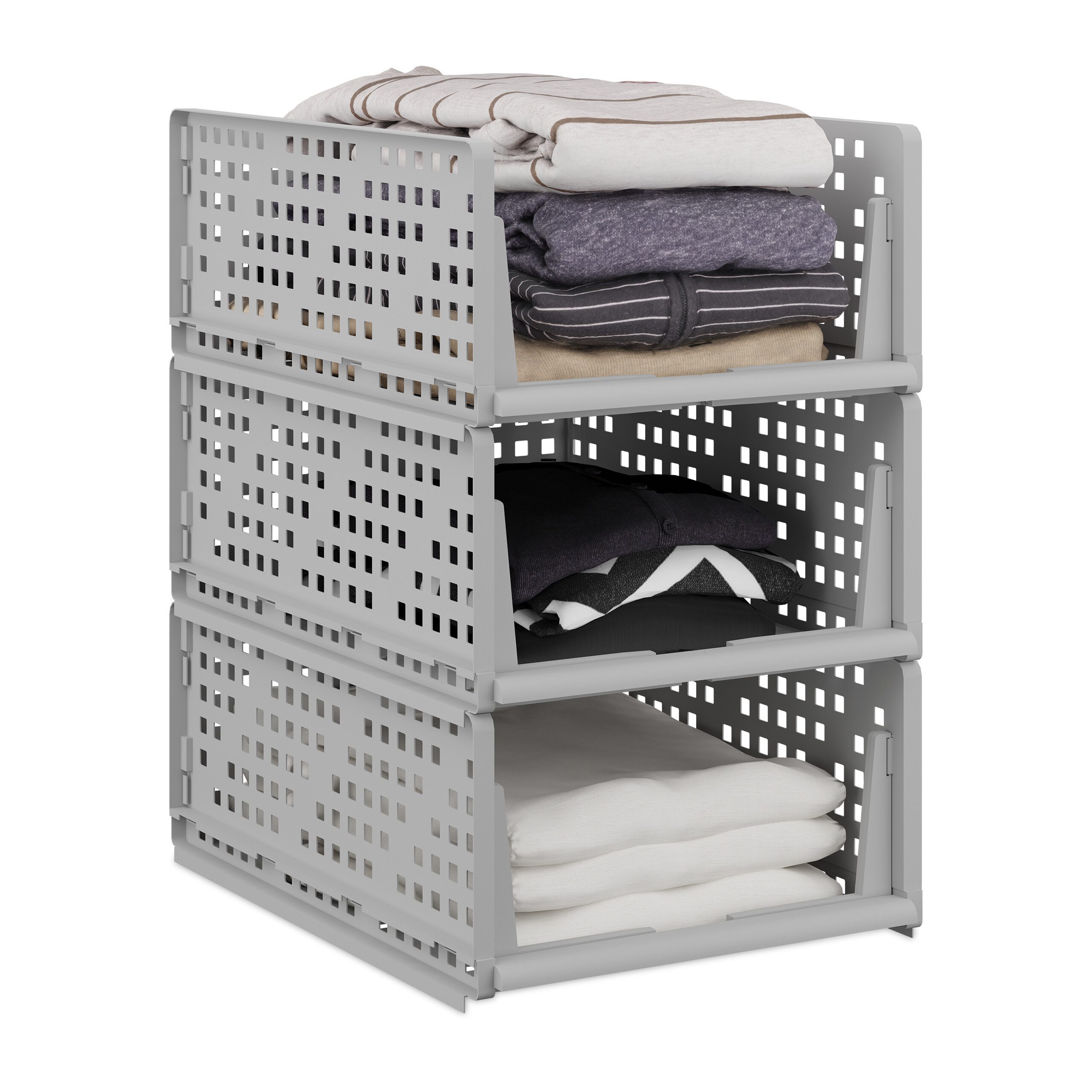 relaxdays Aufbewahrungsbox Schrank Organizer im 3er Set (3 St), grau günstig online kaufen