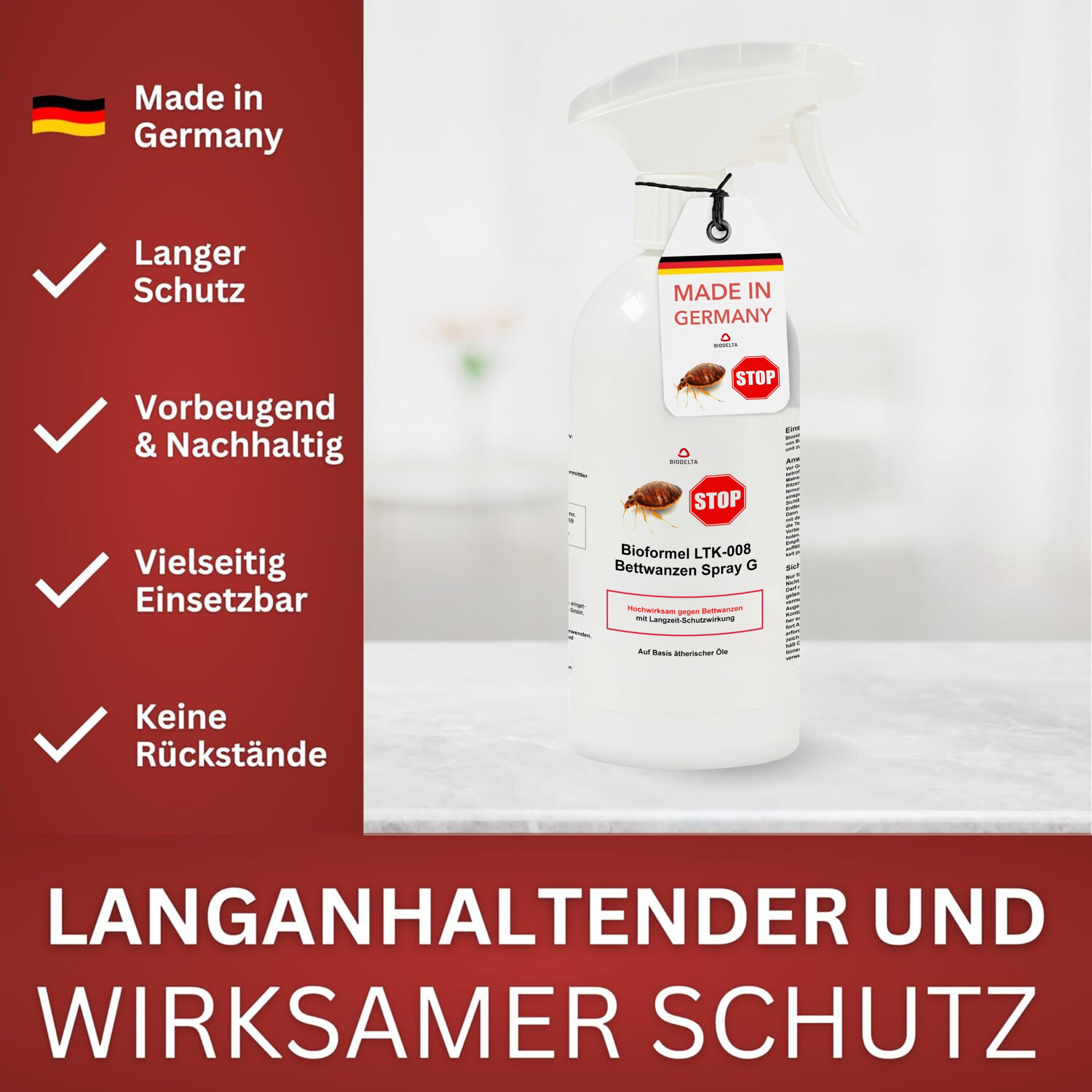 LTK-008 Biodelta Insektenspray Bettwanzen N, 0.5 l, Sprühflasche oder Kanister, 500 ml