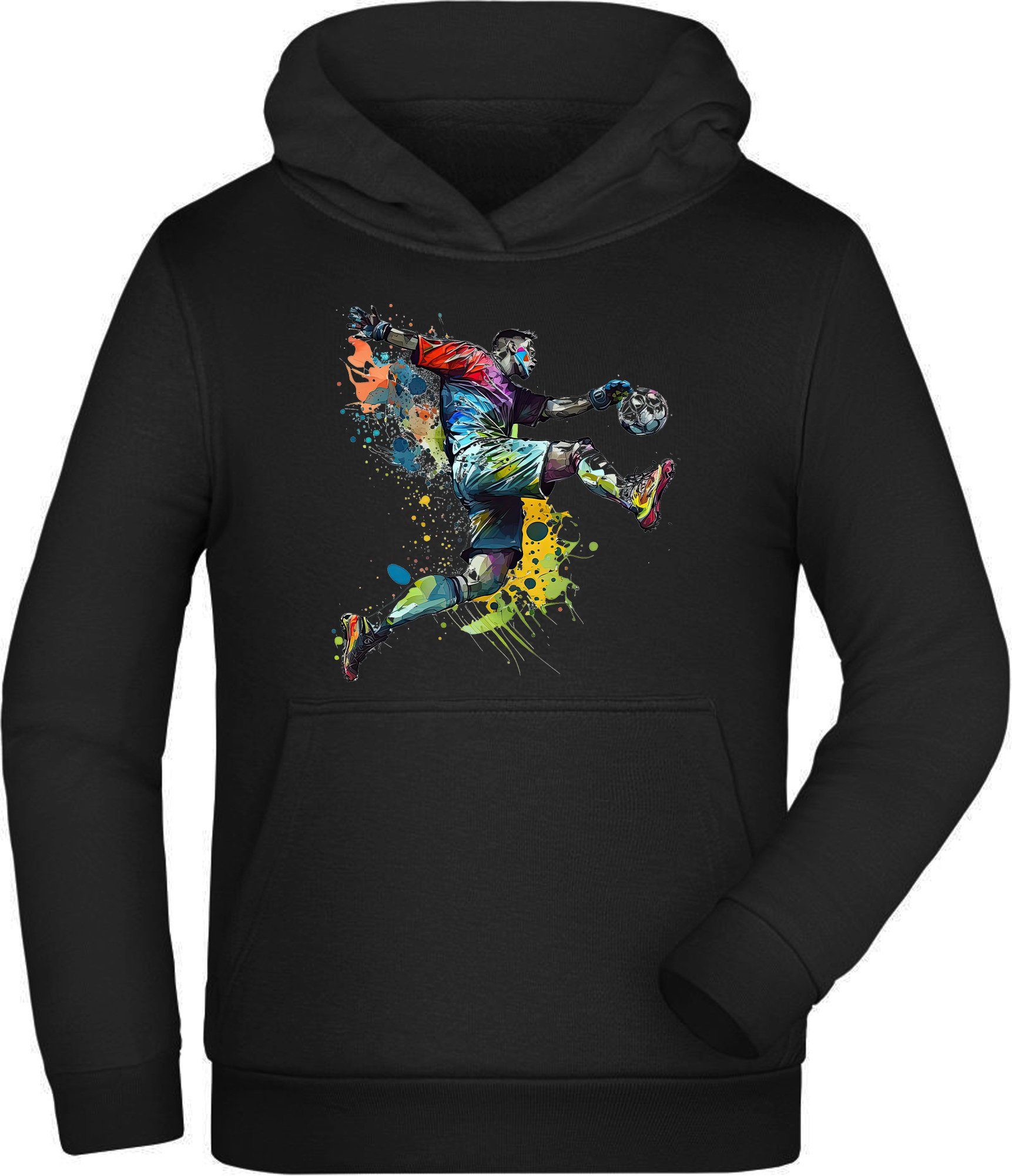 MyDesign24 Hoodie Kinder Kapuzen Sweatshirt - Fußball Hoodie Torwart in Ölfarben Kapuzensweater mit Aufdruck i476