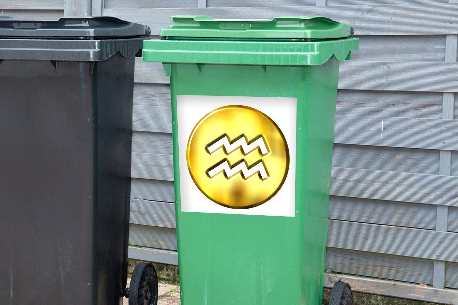 MuchoWow Wandsticker Wassermann des Mülltonne, einer Abfalbehälter Münze Eine (1 Mülleimer-aufkleber, Abbildung Sternbilds auf Sticker, St), Container