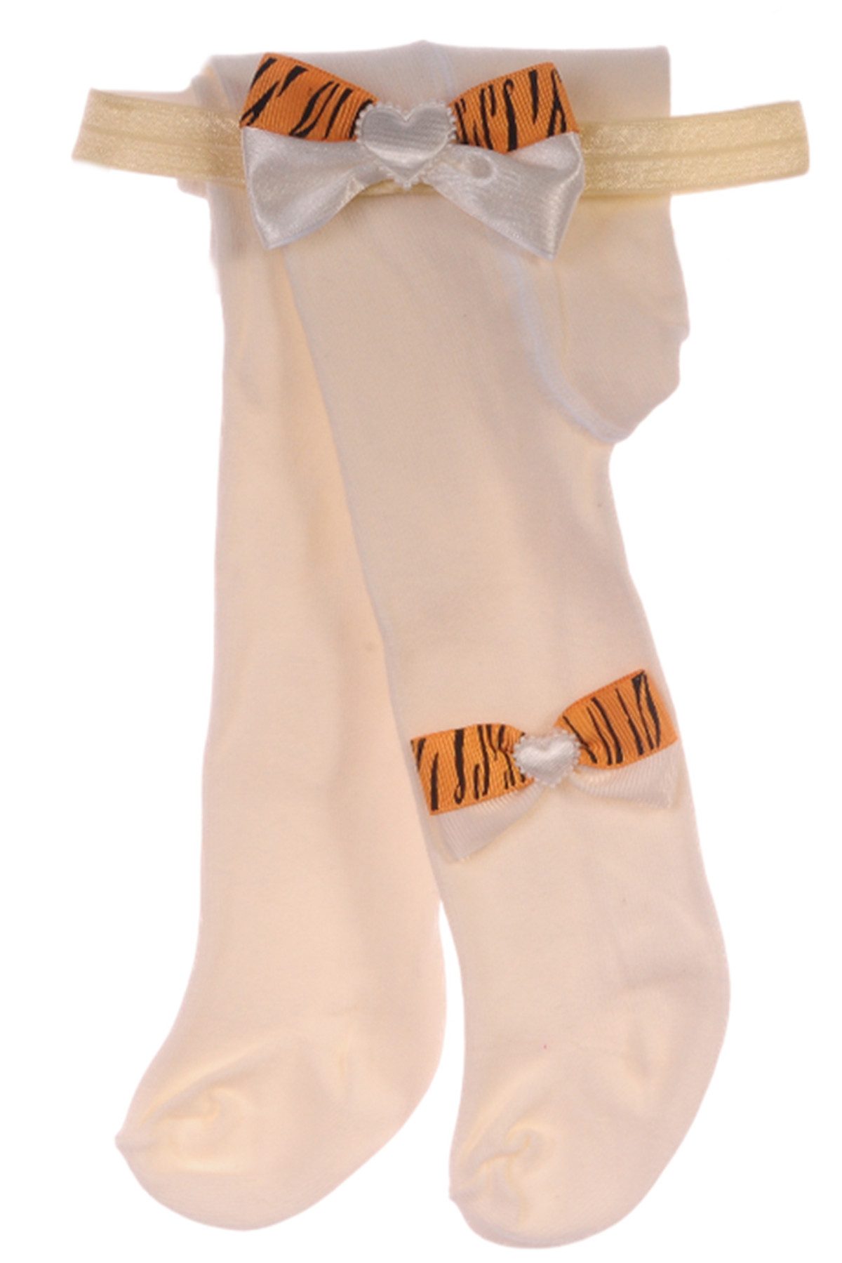 La Bortini Strumpfhose Strumpfhose und Stirnband Baby und Kinder Set festlich in versch. Faben schwarz, weiß, creme, 44 50 56 62 68 74 80 86 92 98