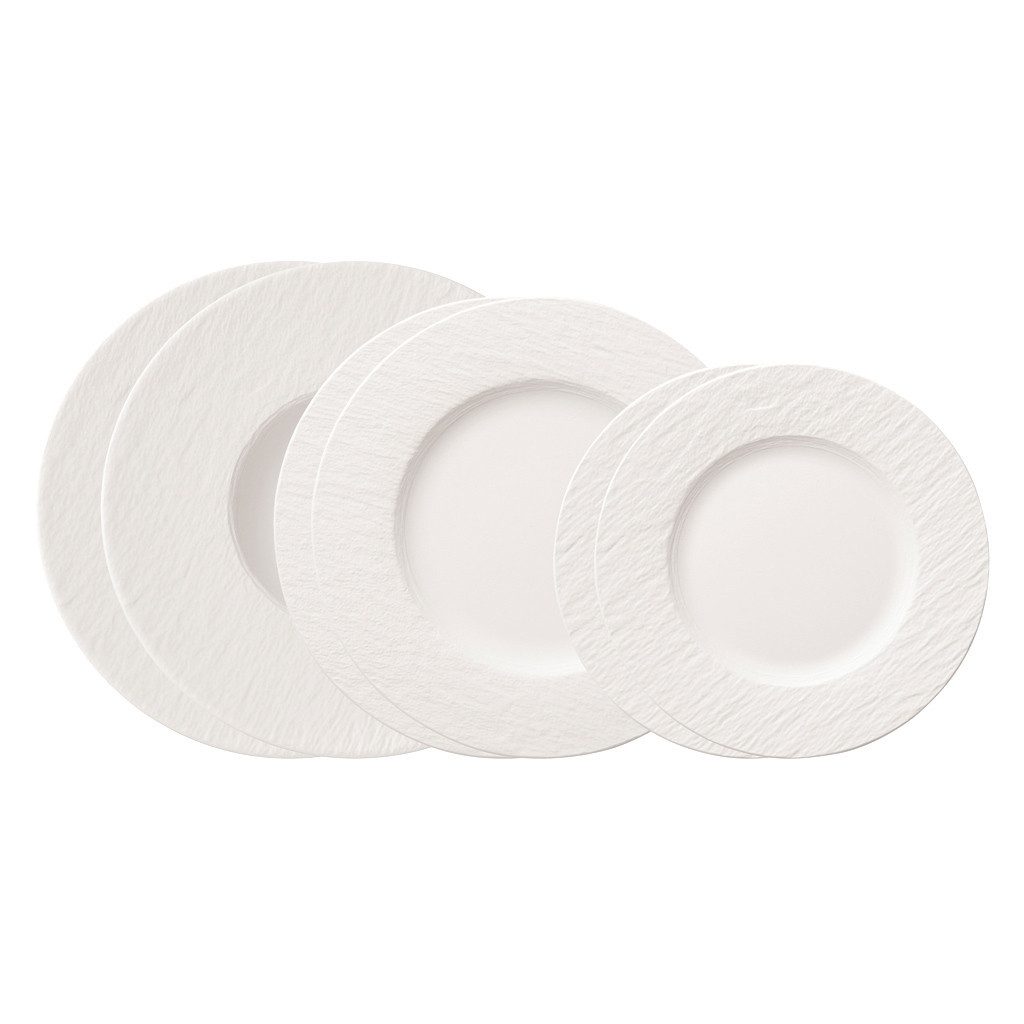 Villeroy & Boch Servier-Set Manufacture Rock blanc Tellerset 6tlg. EC, Porzellan, (Set, 6-tlg), Premium Porcelain, mikrow.- & spülm.sicher, Made in Germany