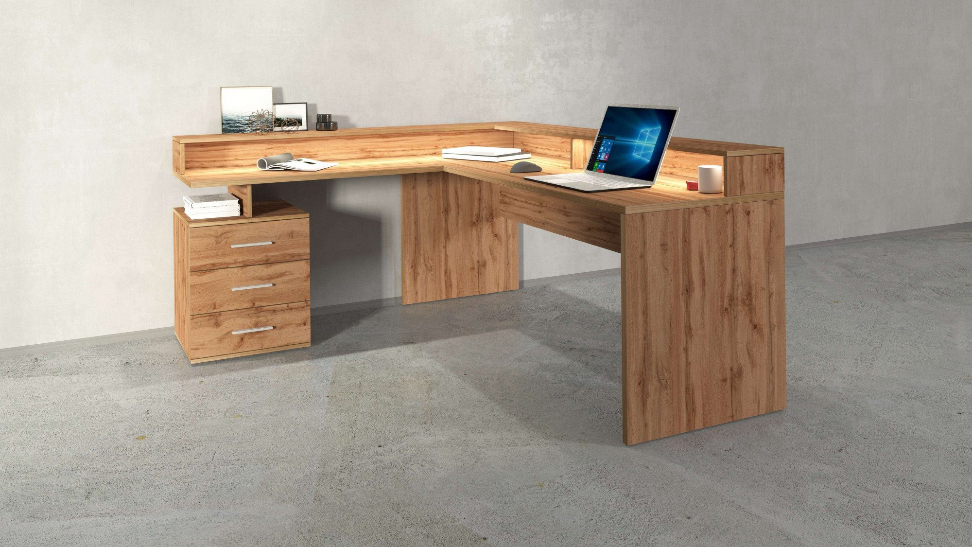 Tecnos Eckschreibtisch NEW im Breite Oak ital. modernen SELINA, cm 160x180 Design, Wotan