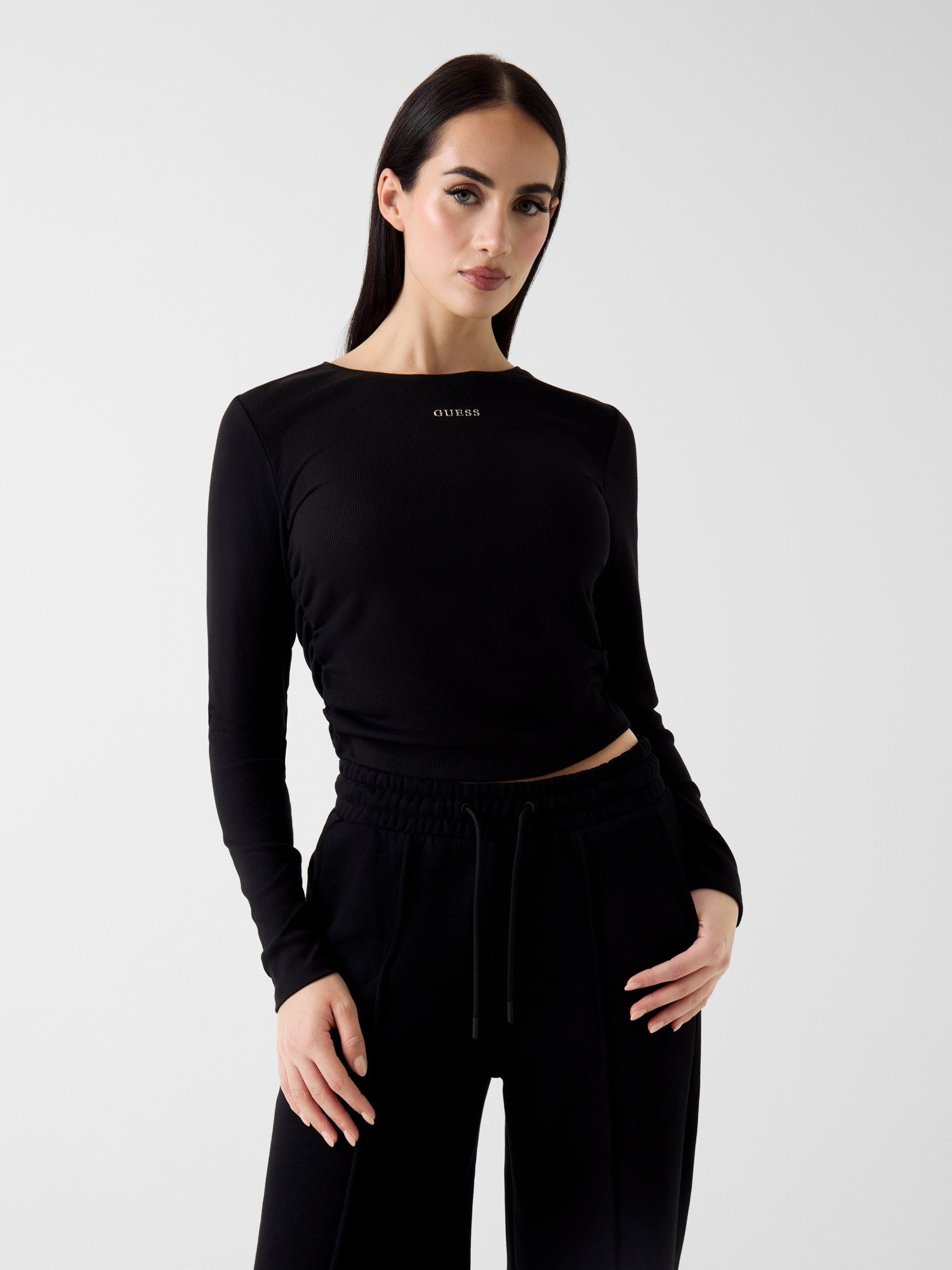 Guess Langarmshirt NAT RIB LS TOP - Ripptop Damen - Langarmtop