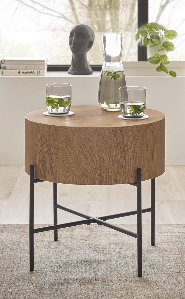 MCA furniture Couchtisch Couchtisch Manacor, rund, eichefarben / schwarz, 45x45x45 (no-Set), Breite 45 cm,Tischplatte aus Holzwerkstoff