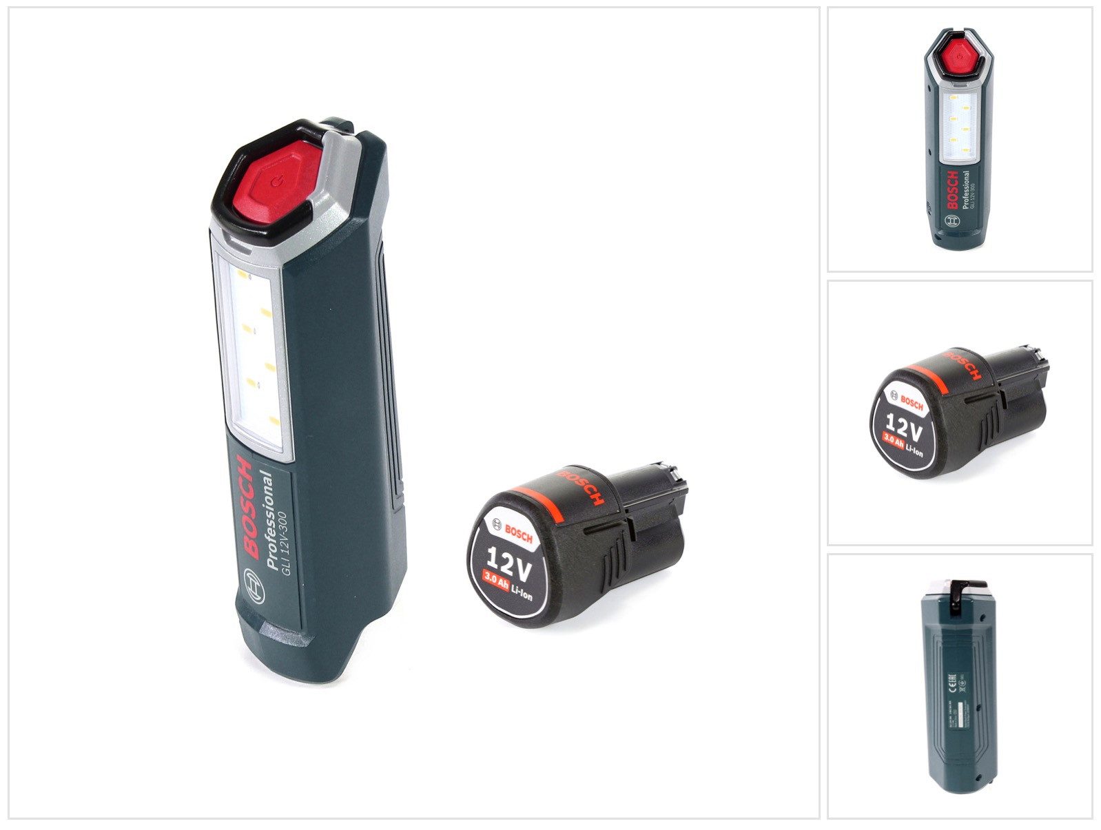 Bosch Professional Baustrahler Professional GLI 12V-300 Akku Lampe + 1x GBA 12 V 3,0 Ah Akku - ohne