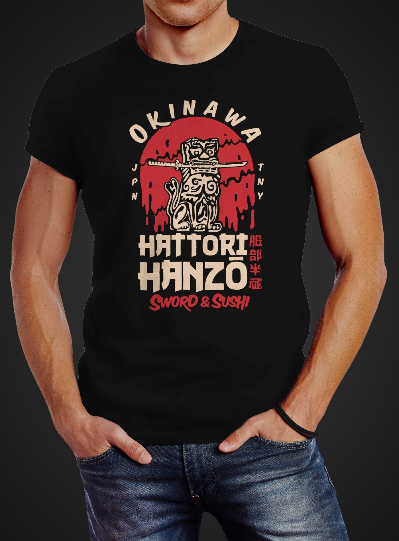 Neverless Print-Shirt Herren T-Shirt Hattori Hanzo günstig online kaufen