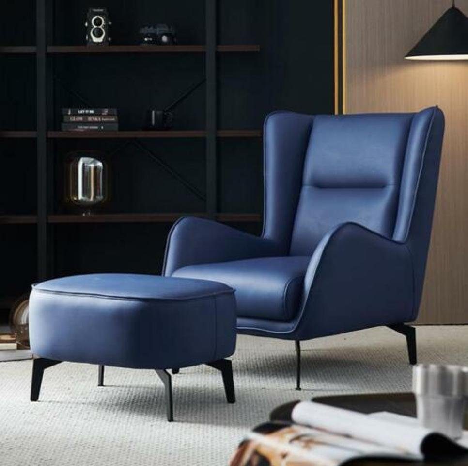 Design Fernseh Luxus Sessel JVmoebel Sitzer Sessel Polster Club Couch Blau Sessel, Relax