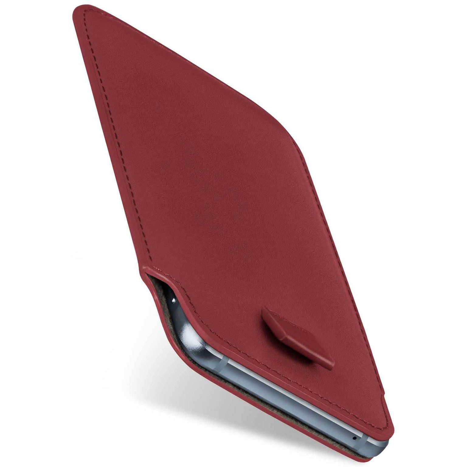 moex Handyhülle für Samsung Galaxy Xcover 4 Hülle Leder Optik Pull Case Rot 5 Zoll, Holster Handytasche Schutzhülle Sleeve Hülle Etui 360 Grad Schutz Dünn