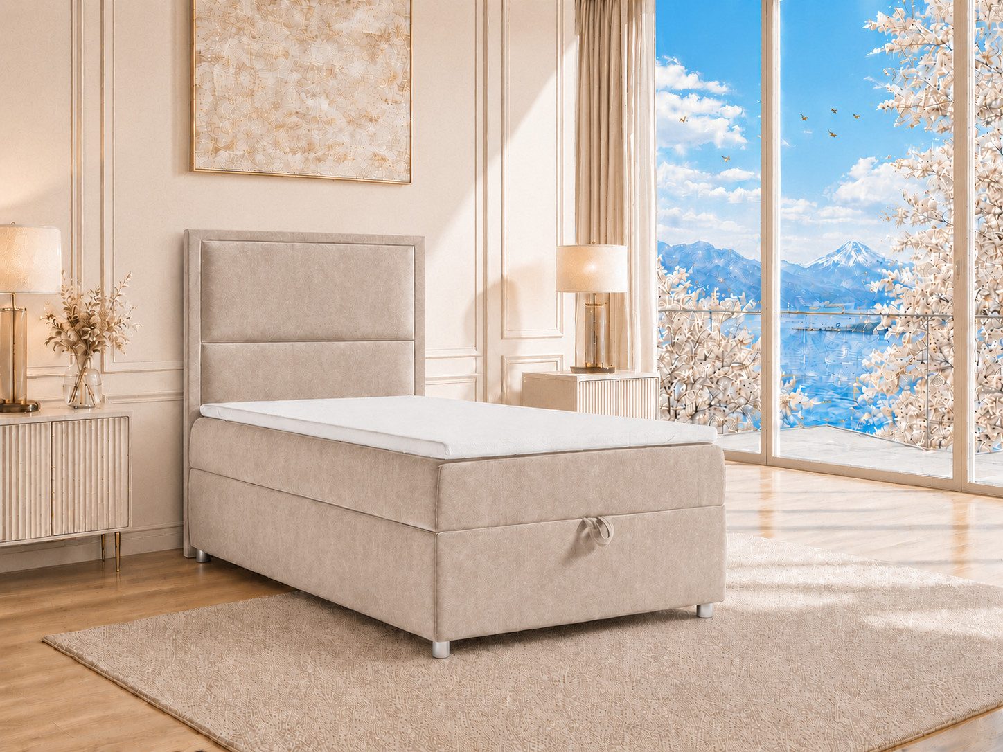 Best for Home Boxspringbett K-11 SINGLE mit Bettkasten, Bonellfederkern, Komfort Topper H3 (Hotelbett, Einzelbett, Kinderbett, Juniorbett, 5-St., 70x200 80x200 90x200 100x200 cm), Einzelbett mit integriertem Stauraum, gepolstertem Kopfteil