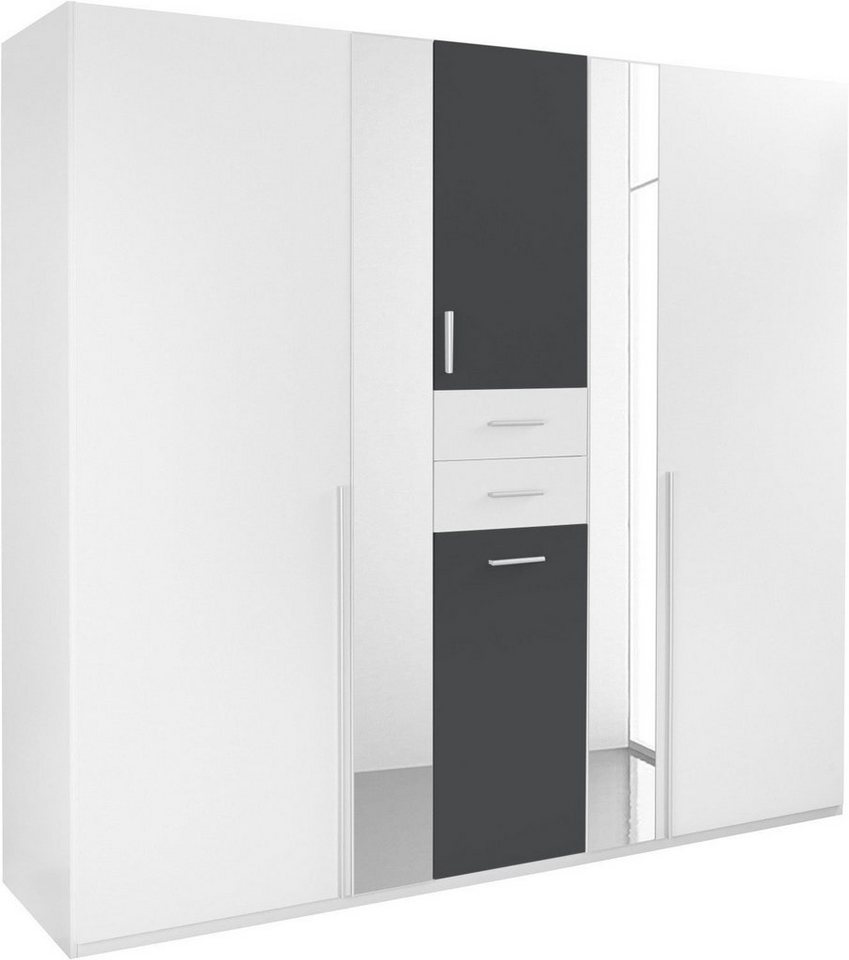 Wimex Kleiderschrank Vanea (Vanea, Kleiderschrank) 225x58x208cm weiß  graphit Spiegel