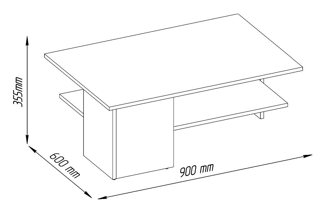 Beton große Couchtisch Tropea, 90cm, Matt Tischplatte Domando farblich und Breite Ablage, abgesetzte Couchtisch Weiß