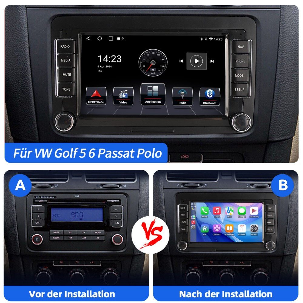 ESSGOO 7"/9" Für VW Caddy Life 2K Facelift Mit Rückfahrkamera Bremsleuchte Autoradio (RDS, Digitalradio (DAB), FM, AM, Apple Carplay Android Auto GPS Navi WIFI  – Bild 4 von 5