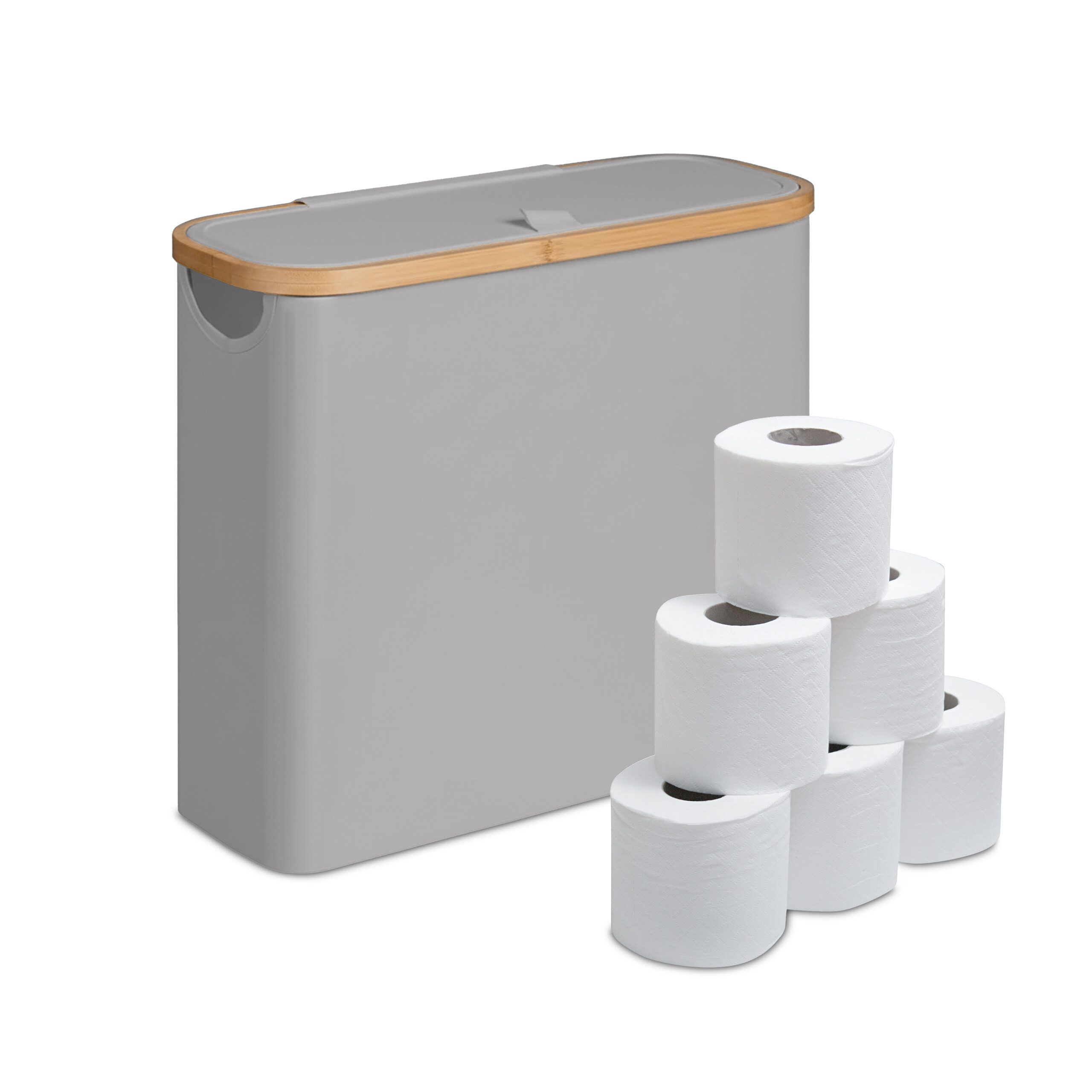 relaxdays Toiletten-Ersatzrollenhalter Toilettenpapier Aufbewahrung 12 Rollen, grau