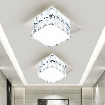 oyajia Deckenleuchte Moderne Kristall LED Deckenlampen, 12W Luxus Mini Kronleuchter, LED fest integriert, Tageslichtweiß, 20x20x10cm, Für Wohnzimmer Flur Badezimmerlampe