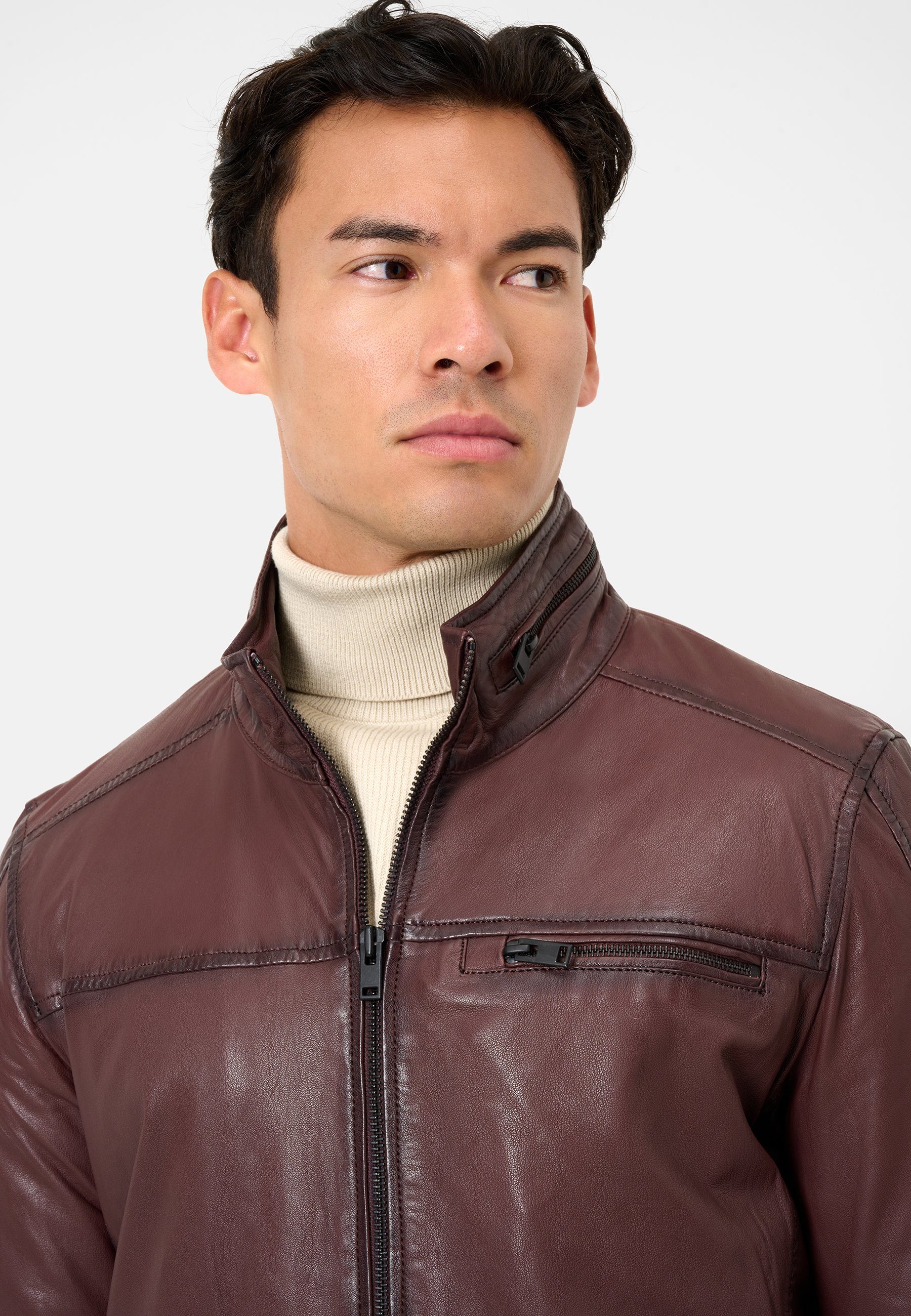 RICANO Lederjacke Ricma Lederjacke im Blouson-Stil mit Stehkragen und Baumwoll-Innenfutter