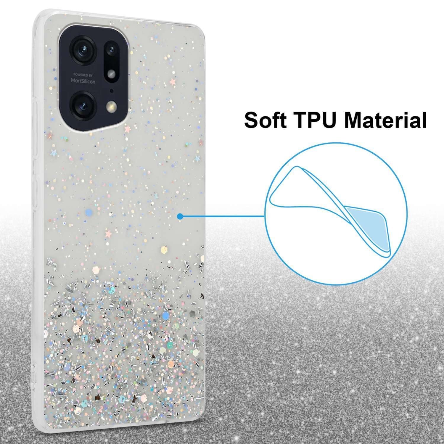 Cadorabo Handyhülle für Oppo FIND X5 PRO Hülle Oppo FIND X5 PRO, Flexible TPU Silikon Handy Schutzhülle - Hülle - mit Glitzer