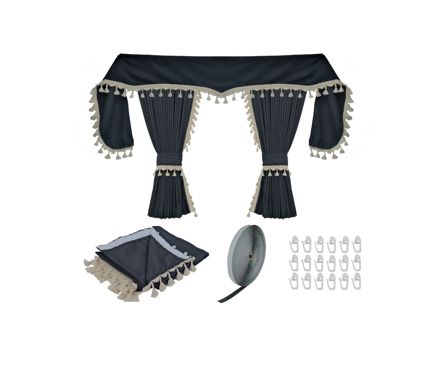 Gardinen by Justyna Verdunkelungsvorhang Lkw Gardine Schwarz (5 St), Kräuse günstig online kaufen