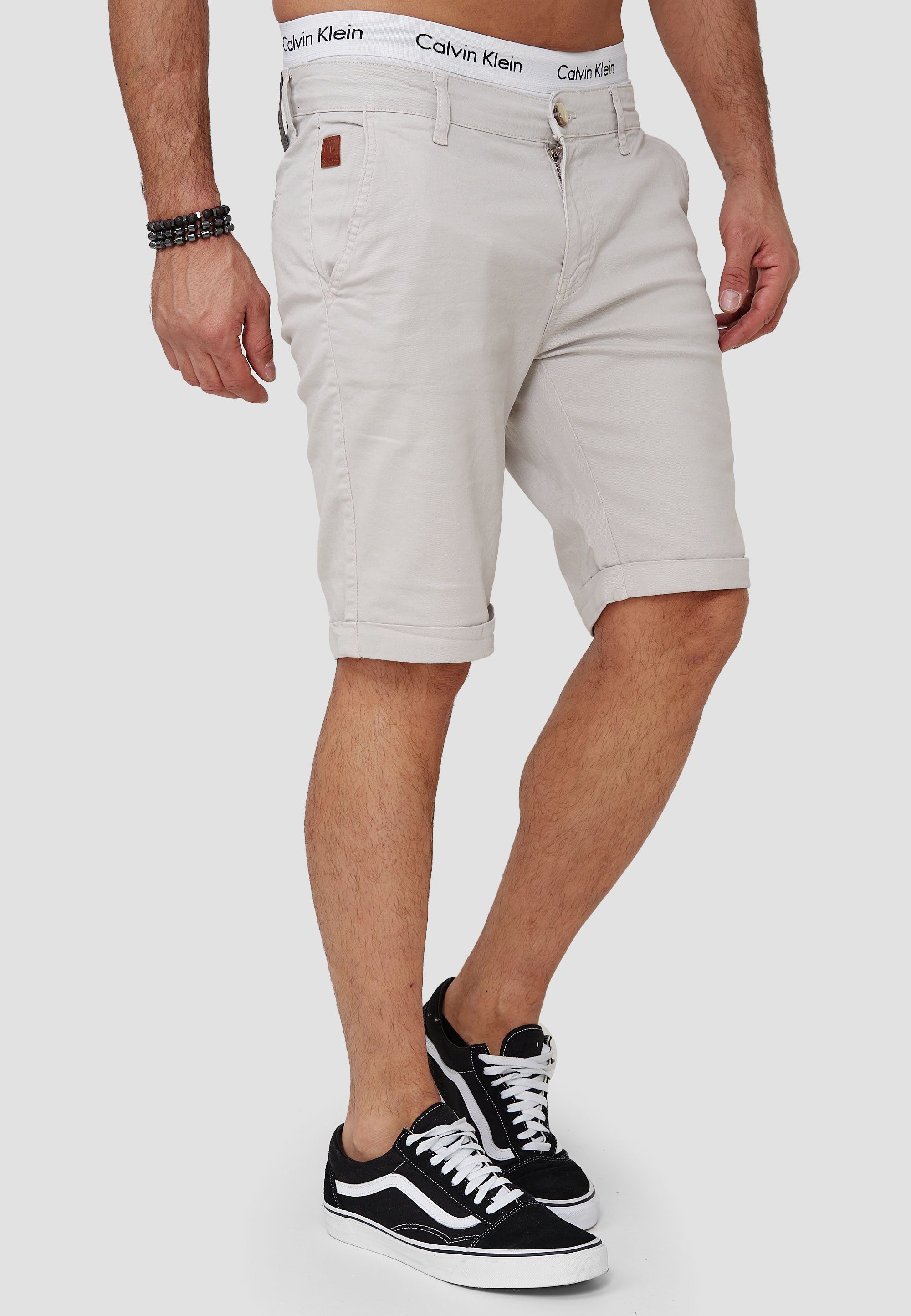 Altweiß John Chino-S Design) (Kurze Fitness schwarz Shorts Sweatpants, Bermudas Chino Kurze Hose Hose 1-tlg., im Shorts Kayna Herren Sweatshorts modischem | Casual Freizeit