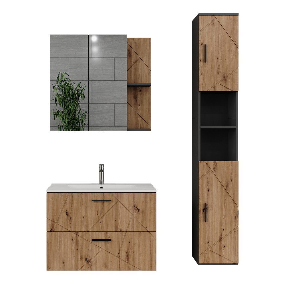 Badmöbel-Set Irma, Anthrazit/Artisan, 4 Teile