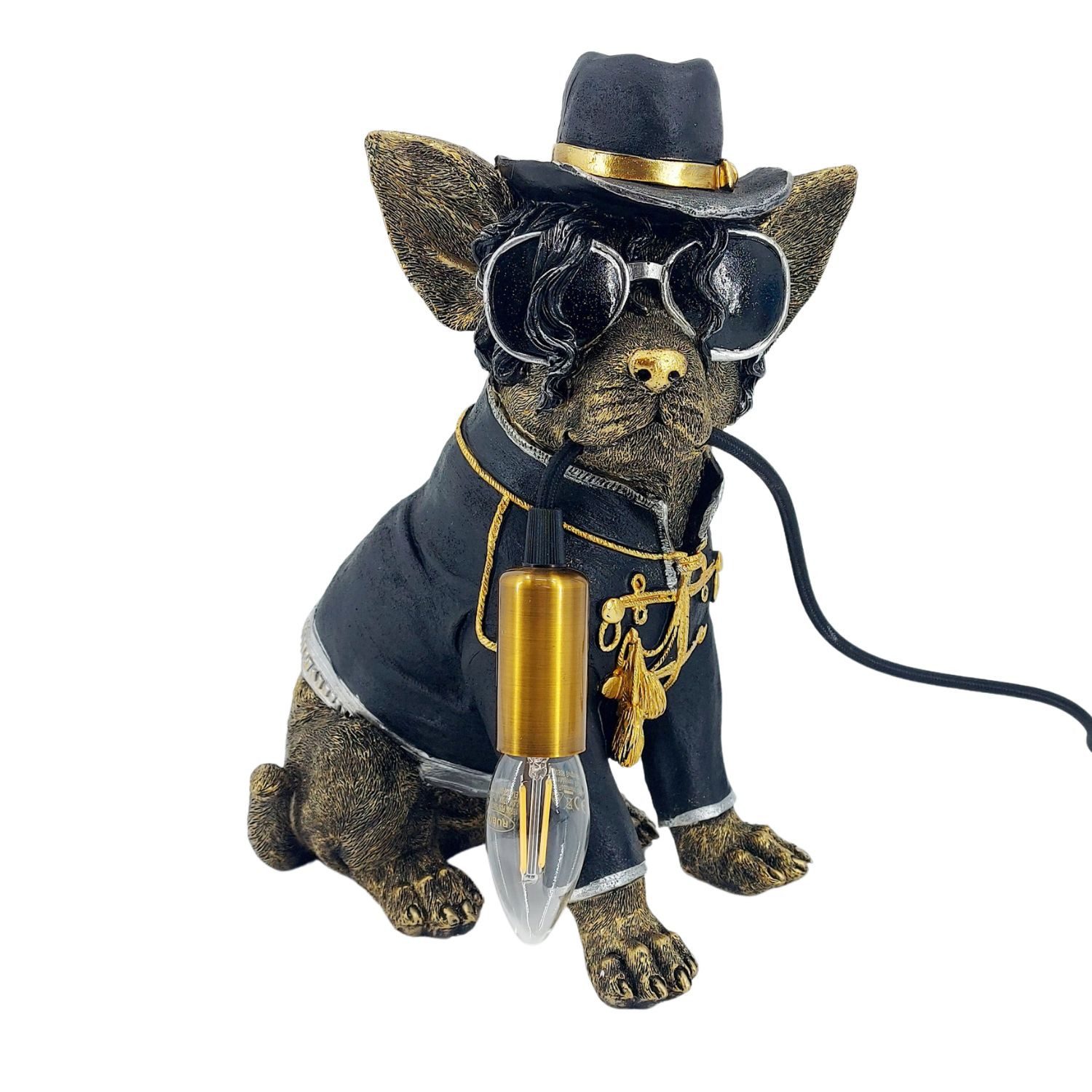 formano Tischleuchte Tiere im Anzug, nicht enhalten, mit Schalter, Antikgold, Hund, H: 33cm