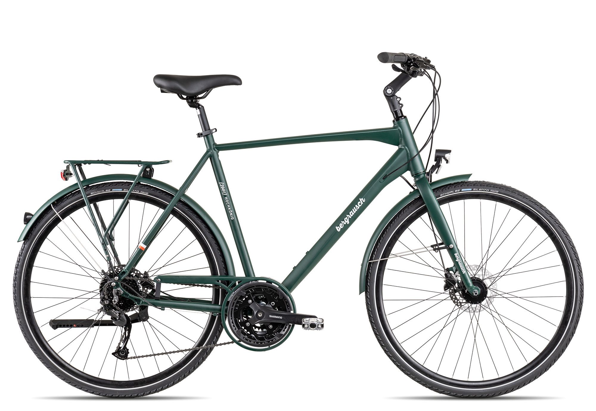 Bergrausch Trekkingrad Bergrausch Hochkönig, 27 Gang Shimano Alivio RD-M3100SGS Schaltwerk, Kettenschaltung, Herrenfahrrad Trekking grün