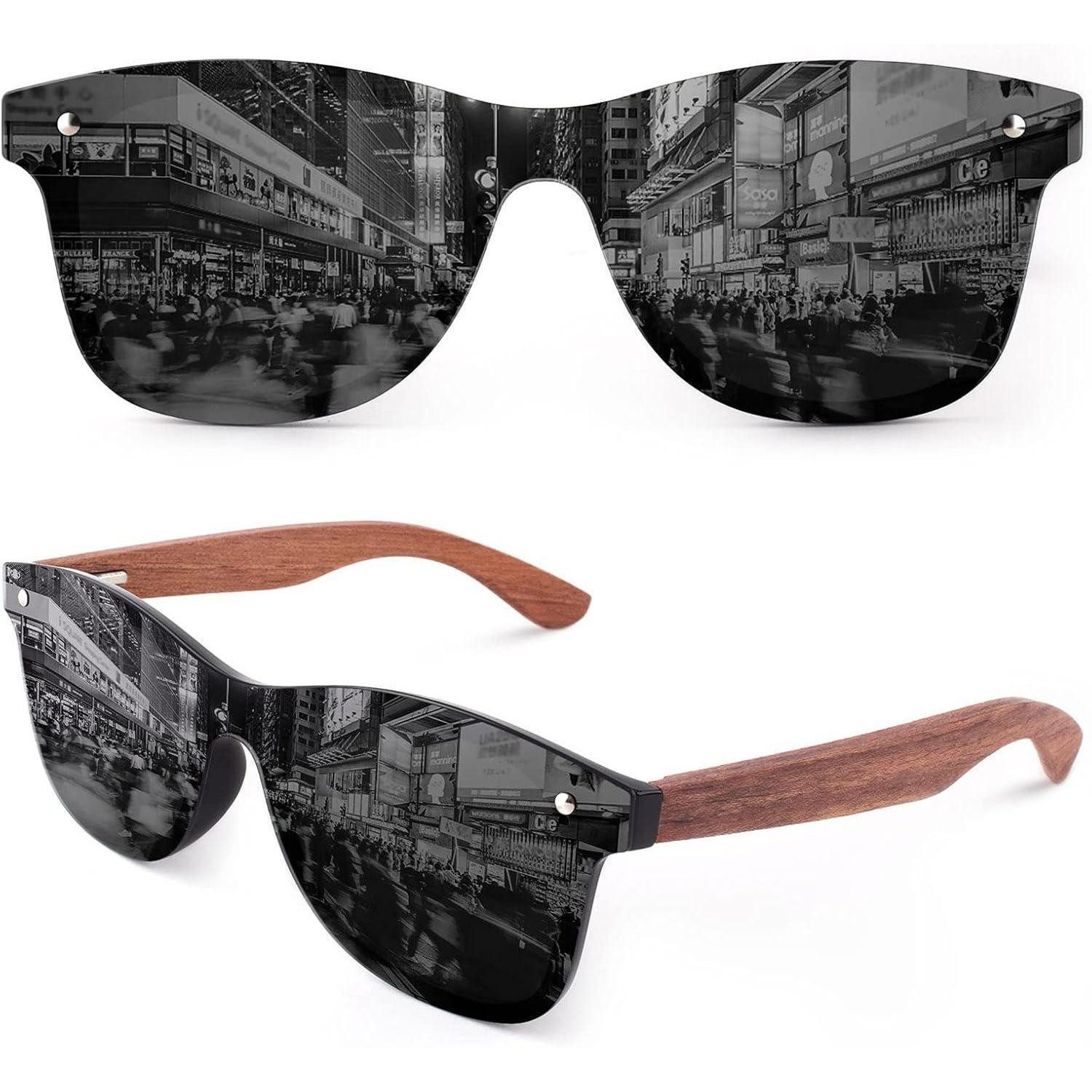 Retrosonnenbrille Sonnenbrille Holz Herren Damen Polarisierte 1 Glänzend Schwarz Grau