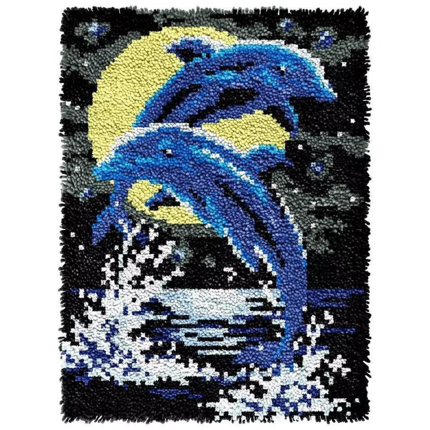 LuxusKollektion Kreativset Knüpfhaken Teppich-Set Delfin 60x40 cm