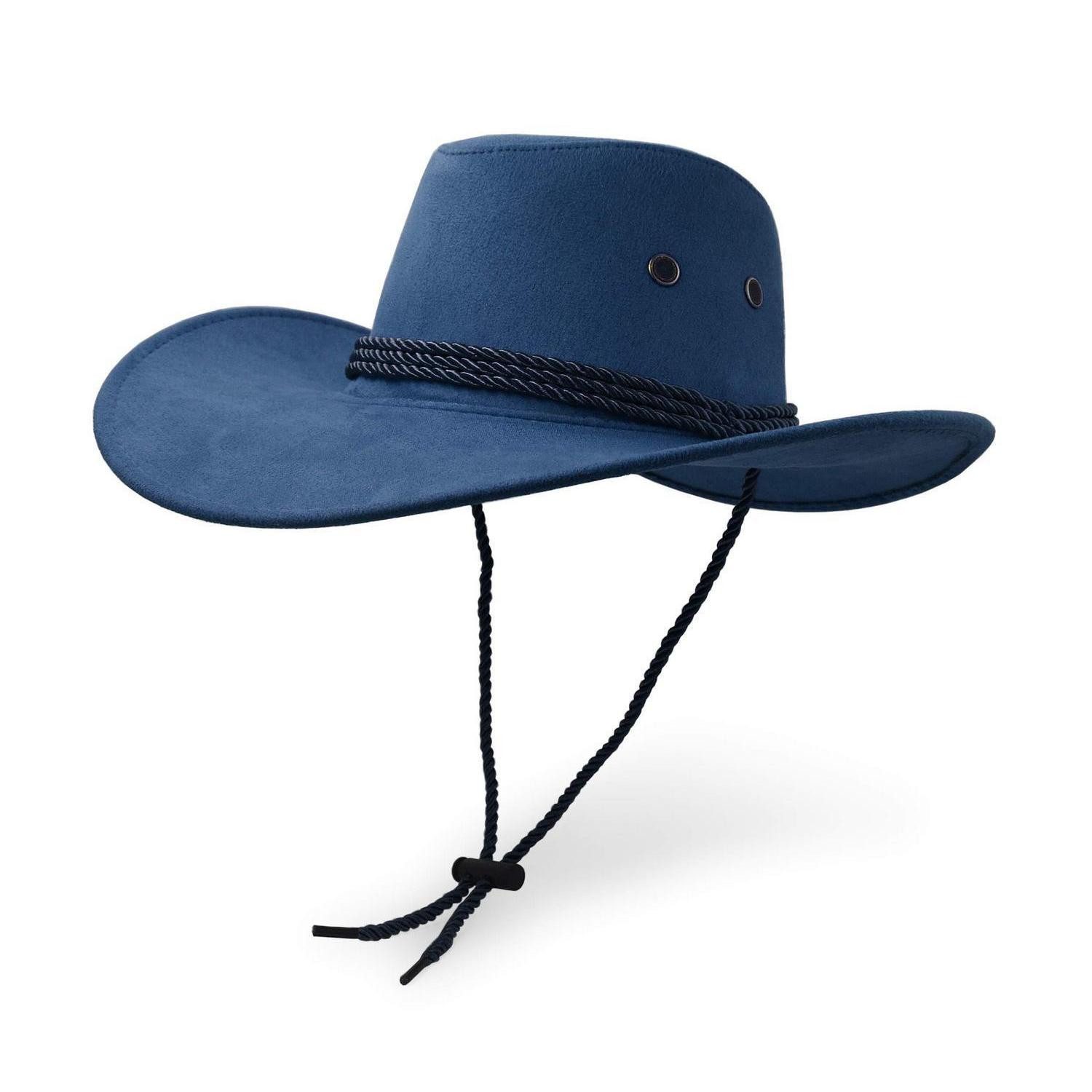 LuxusKollektion Cowboyhut Cowboyhut Westernhut Sonnenhut Kunstleder Wildleder Einheitsgröße Navy