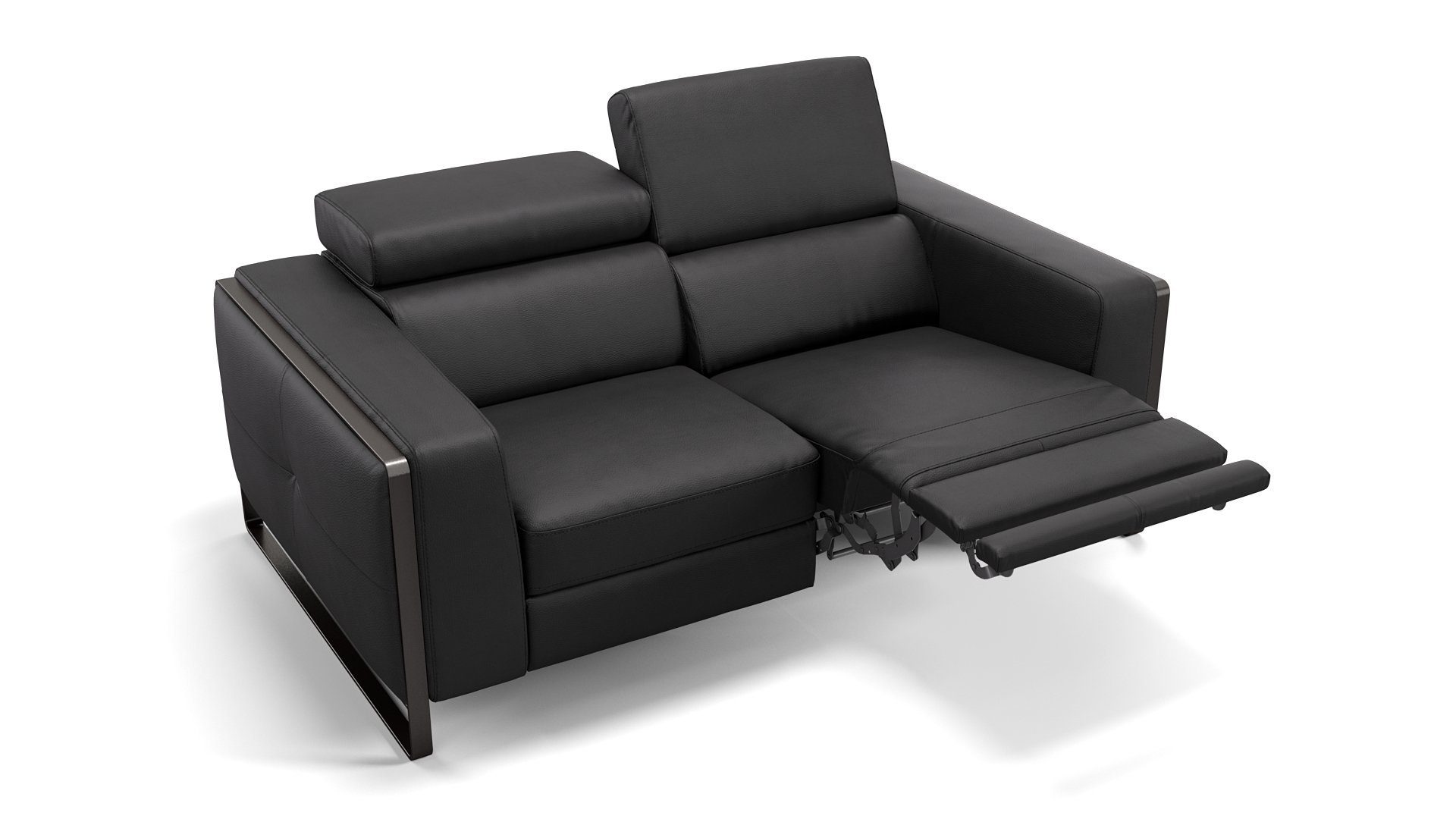 Sofanella Sofa Sofanella Zweisitzer MANZANO Ledercouch Echtleder Sofa in Schwarz