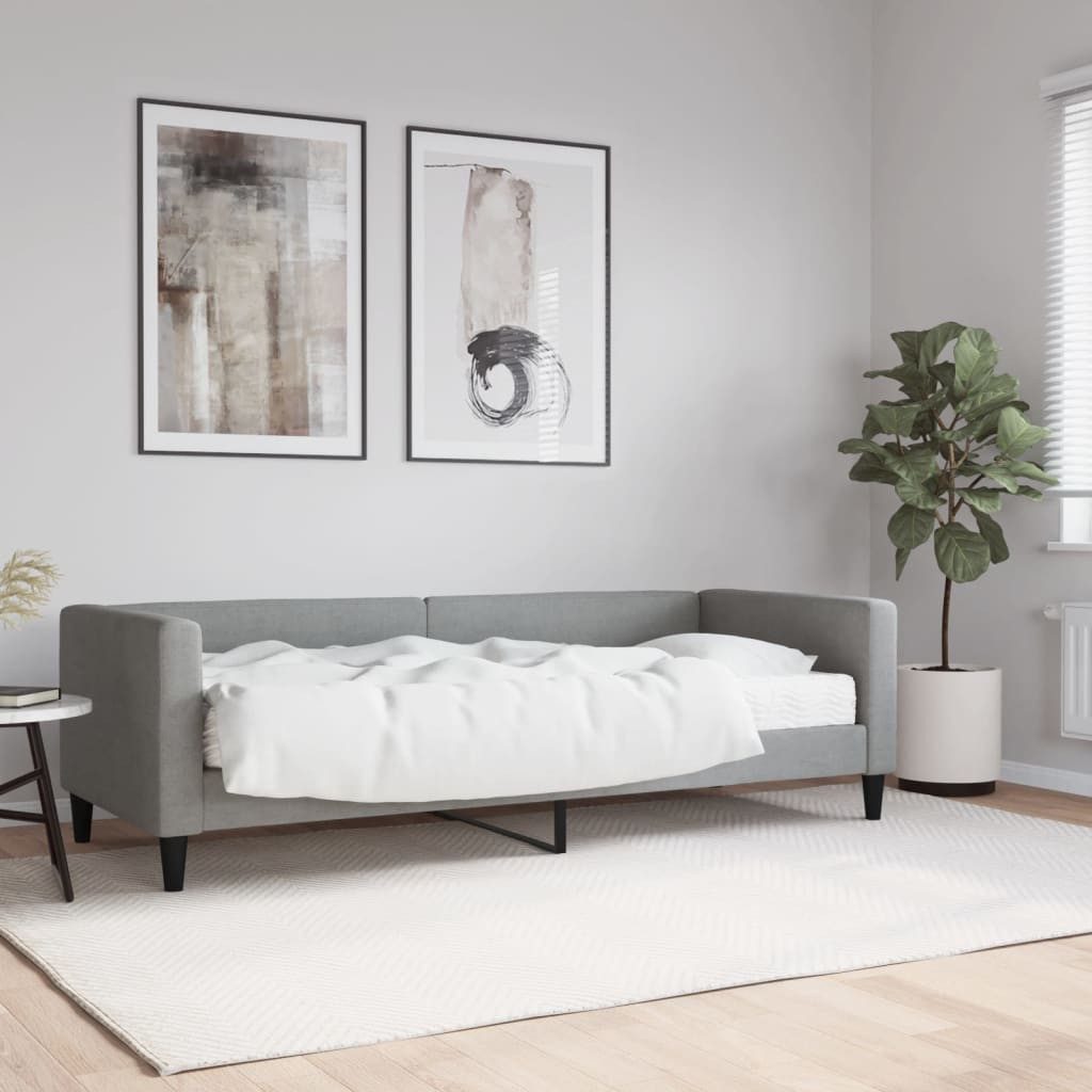 vidaXL Daybed, Tagesbett mit Matratze Hellgrau 80x200 cm Stoff