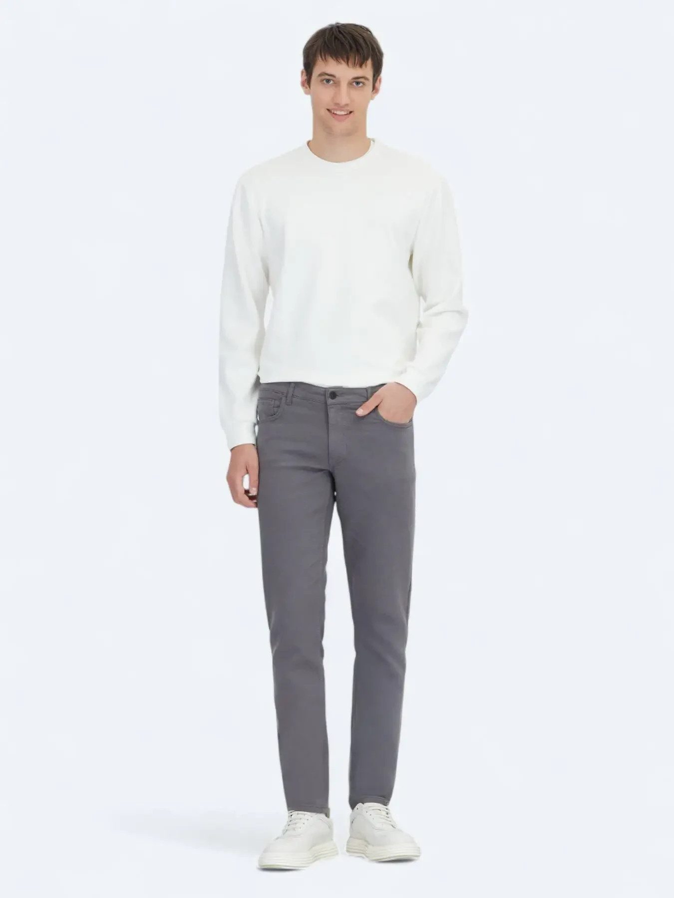 KİP Boyfriend-Jeans Hartkohle Weben Slim Fit Freizeit Baumwollmischung Hose