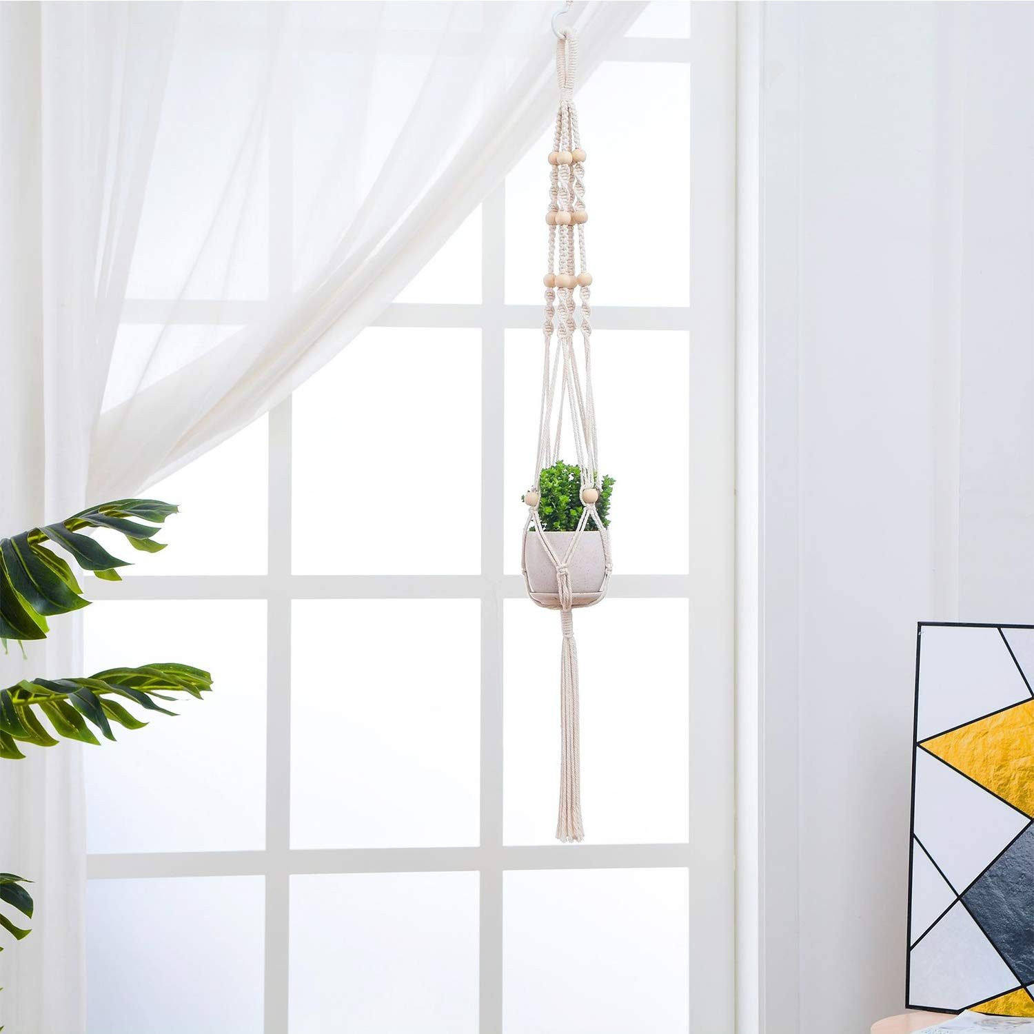 FOUORTUNATE-BEE Blumenampel 5er Set Blumenampel Hängend Boho Deko Makramee Hängeampel mit Haken (Blumentopf Hängend, Boho Zimmer Deko Aesthetic, 5 St., Hängepflanzen Topf für Balkon Fenster Deko), für Innen Außen Decken Balkone Wanddekoration