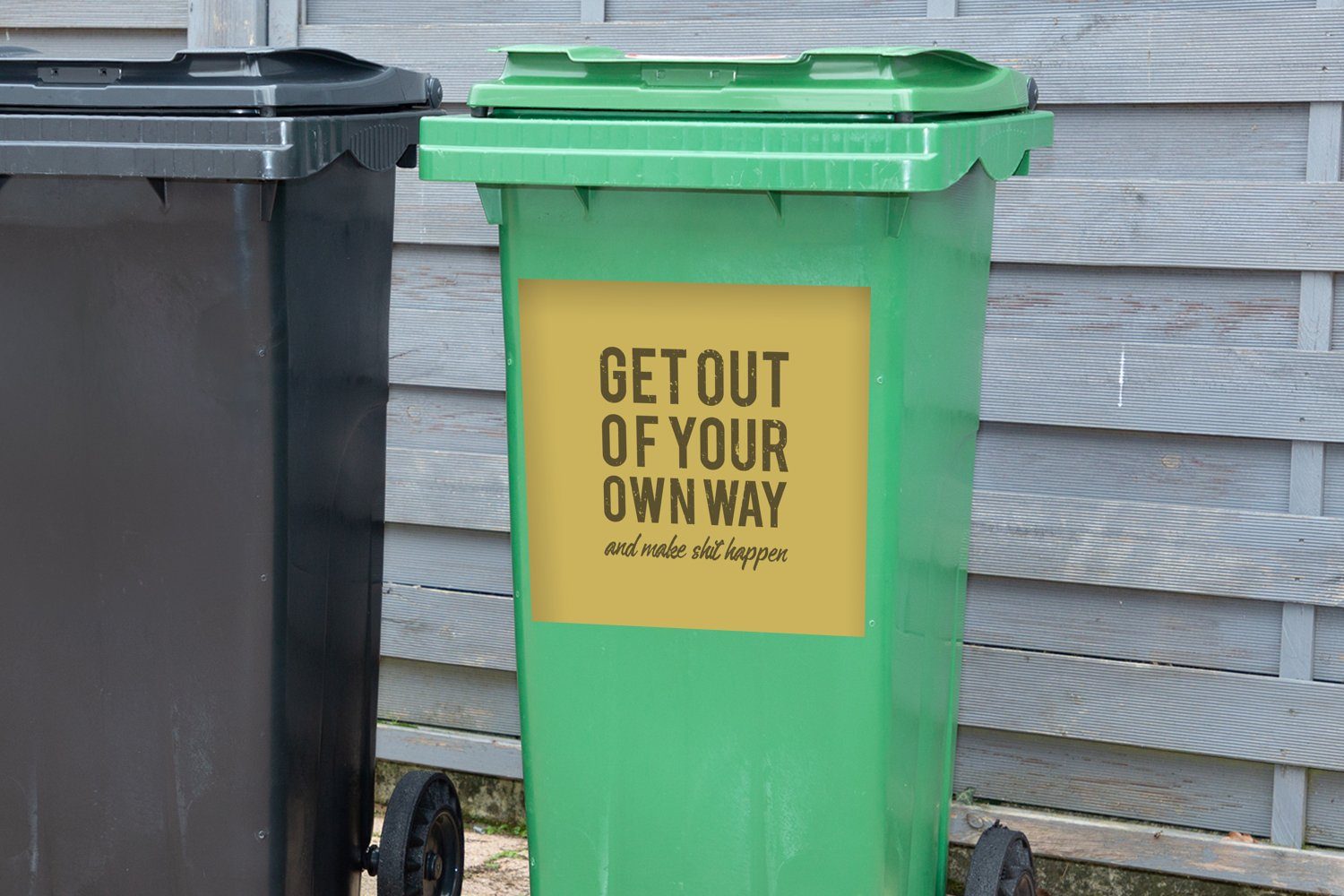 - Abfalbehälter Mülleimer-aufkleber, Jahrgang Sticker, MuchoWow St), Mülltonne, (1 Container, Text Wandsticker Gelb -