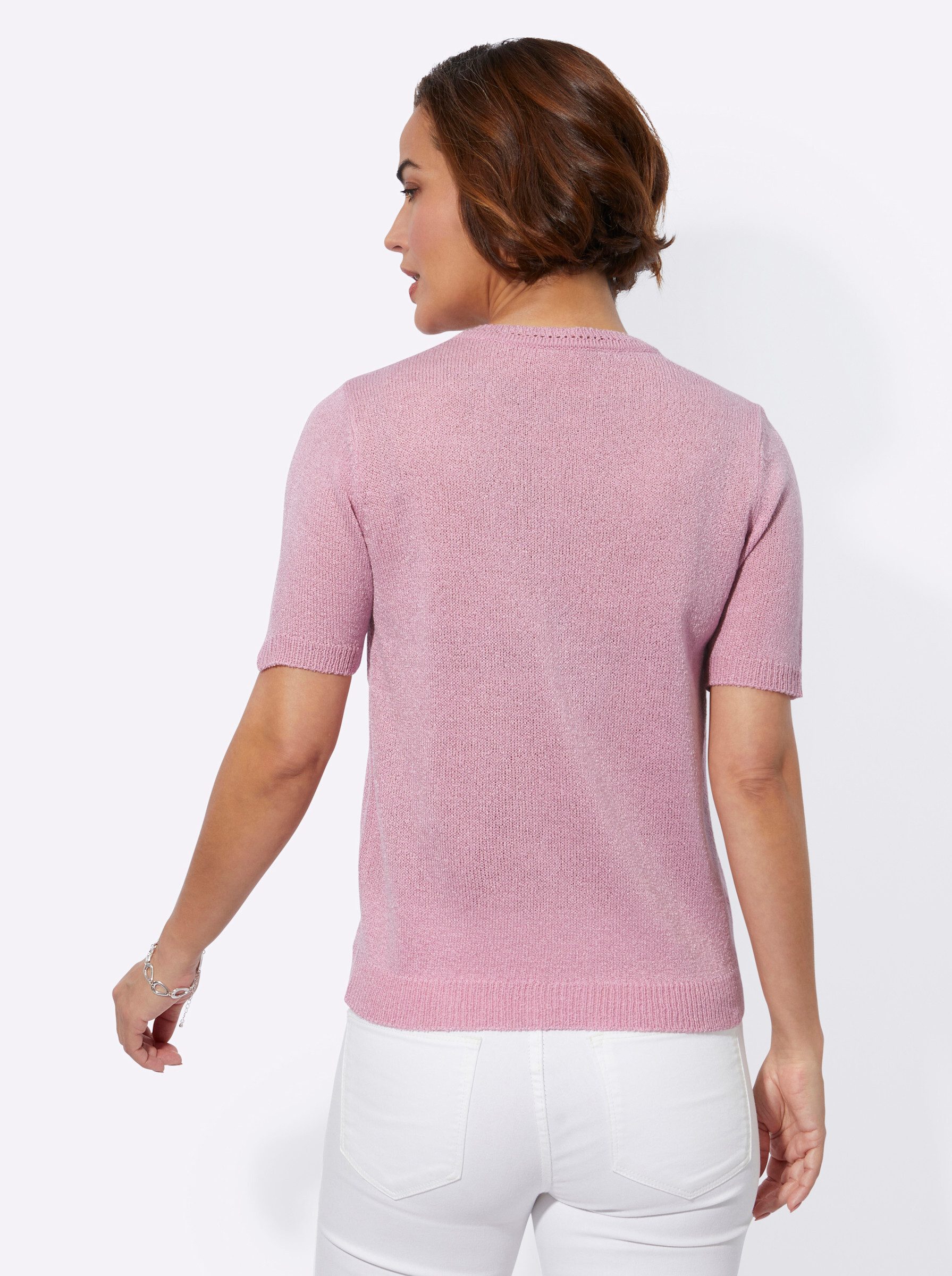 Witt Strickpullover Pullover Kurzarm Bouclé, Ajour günstig online kaufen
