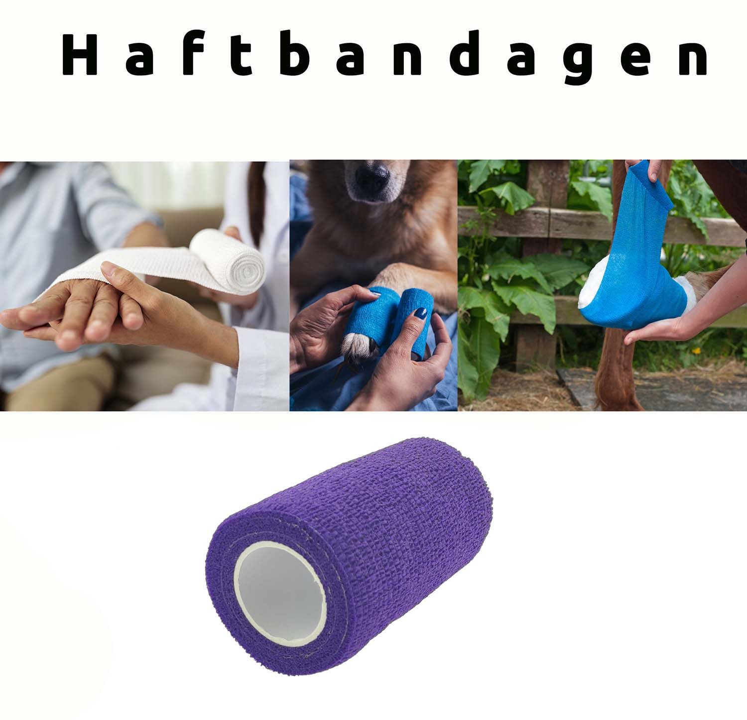varivendo Bandage 12er Pack Haftbandage violett 10cm x 4,5m selbsthaftend (Rollen, 12-tlg., Haftbandagen), Bandage Sportbandage Sportverband