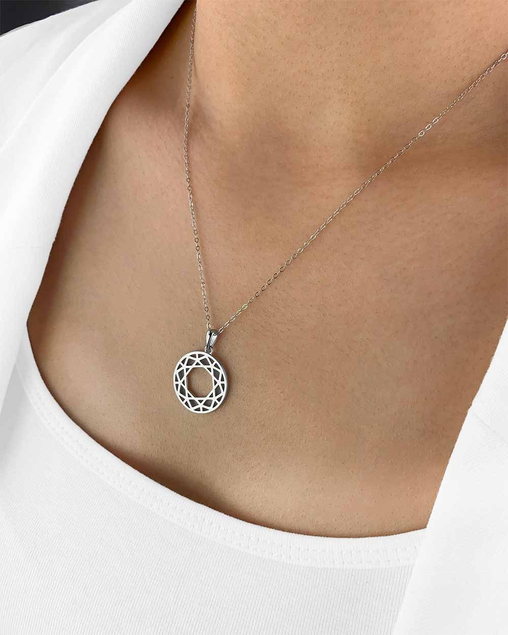 Kette mit Anhänger 'Alira' Damen Halskette Silber 925 runder Anhänger geometrisch