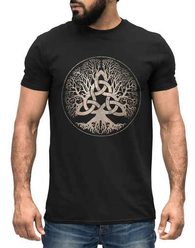 Print-Shirt Herren T-Shirt Yggdrasil Weltenbaum nordische Mythologie Asgard Götter Wikinger Kelten Germanen Neverless® mit Print