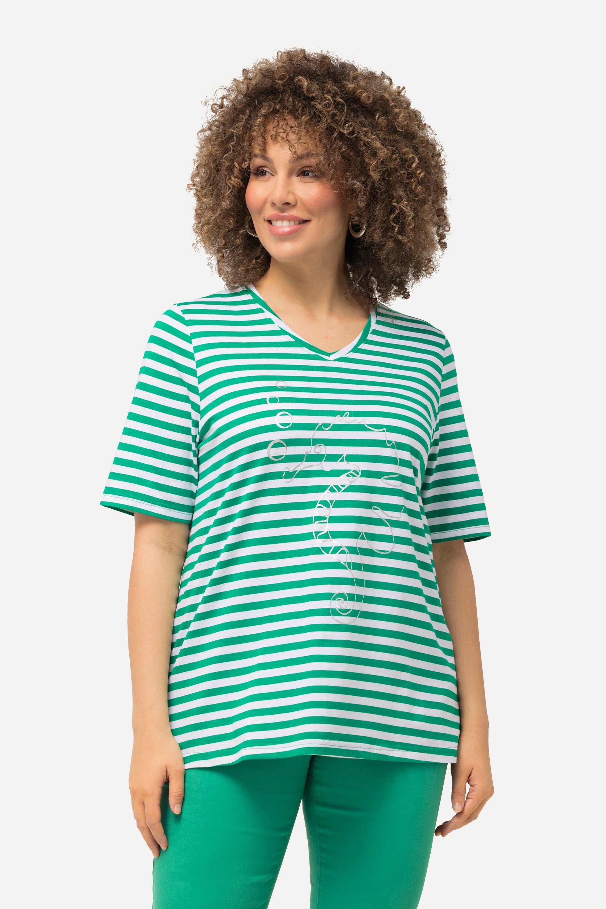 Ulla Popken T-Shirt Shirt Ringel Metallic-Tier günstig online kaufen