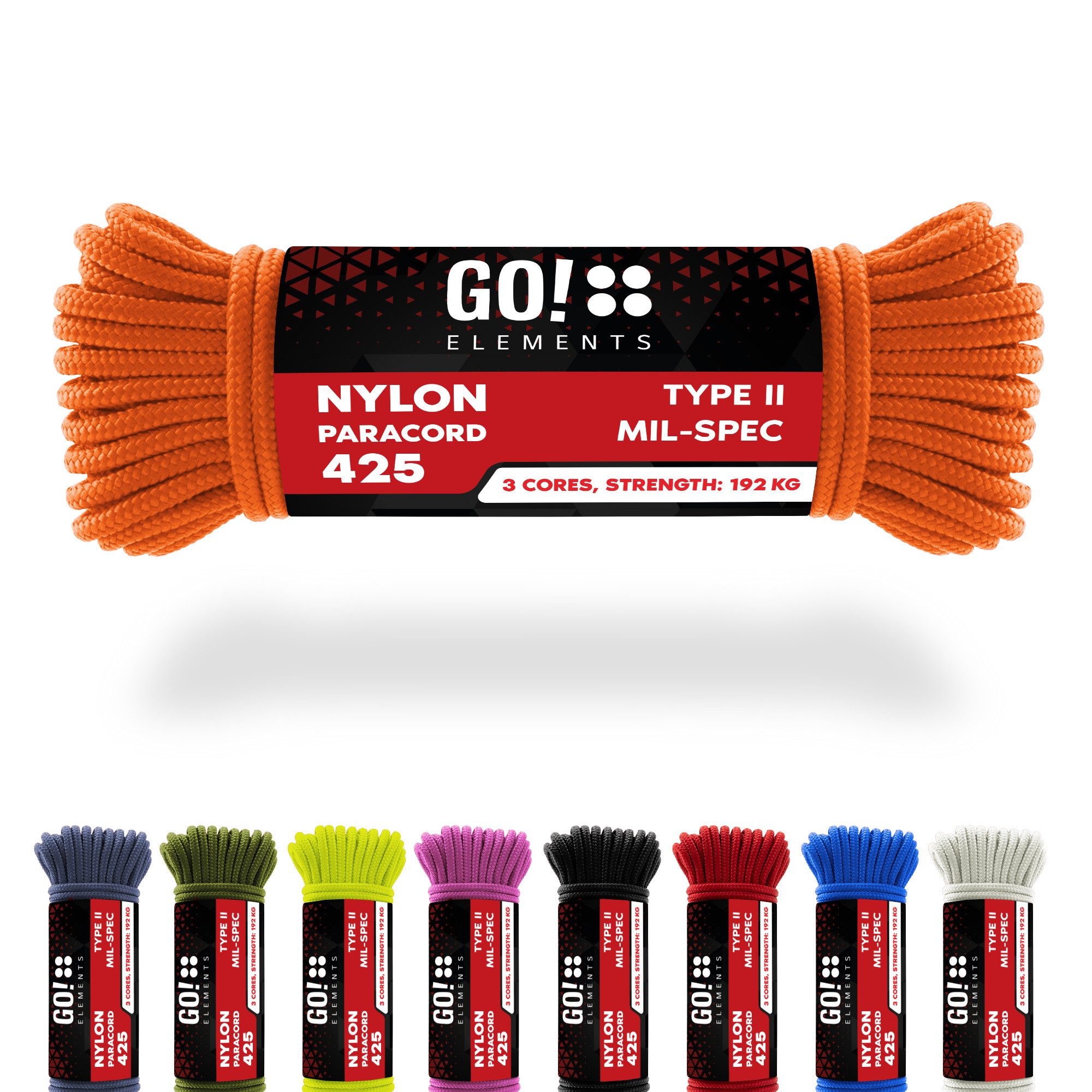 GO!elements Paracord 425 - 3mm Abspannleine, Paracord 425 aus reißfester Nylonschnur