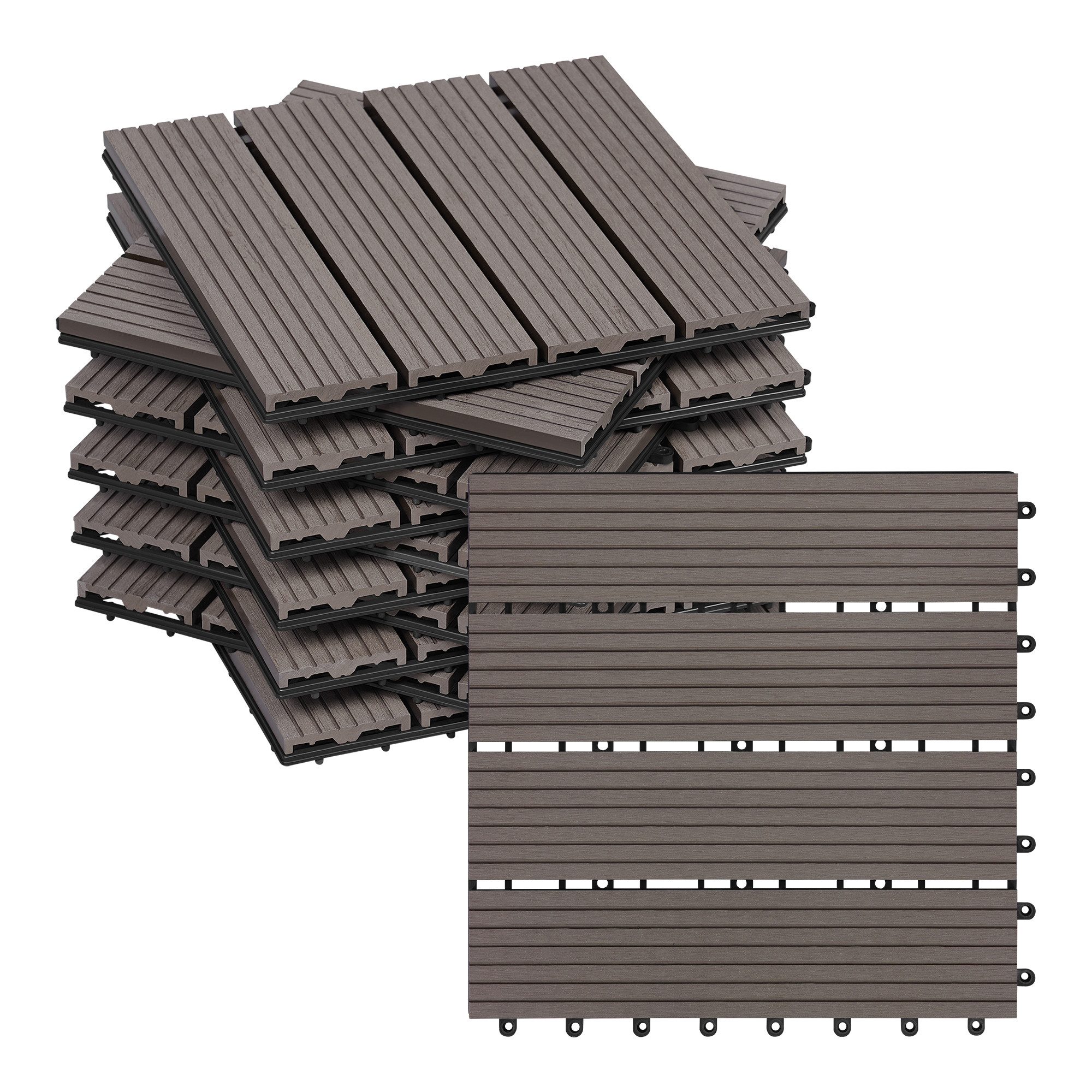 Woltu WPC-Fliesen, 11 St., WPC, in Holzoptik Bodenbelag mit klicksystem