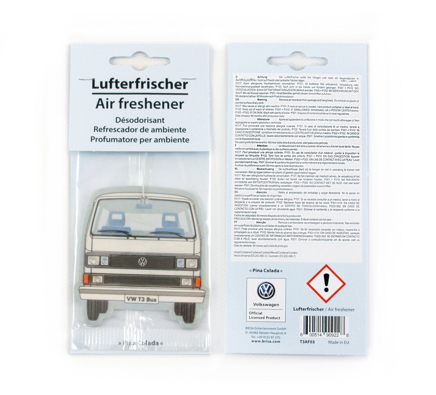 Auto T3 Lufterfrischer BRISA Raumduft im Duftspender Design Volkswagen by VW Bulli fürs (1-St), Fresh/blau Collection VW