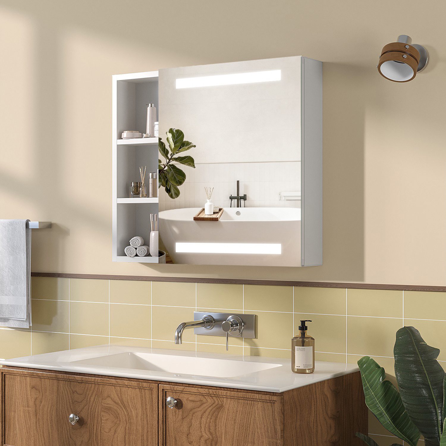 AQUABATOS Badezimmerspiegelschrank LED Spiegelschrank Bad mit Beleuchtung I günstig online kaufen