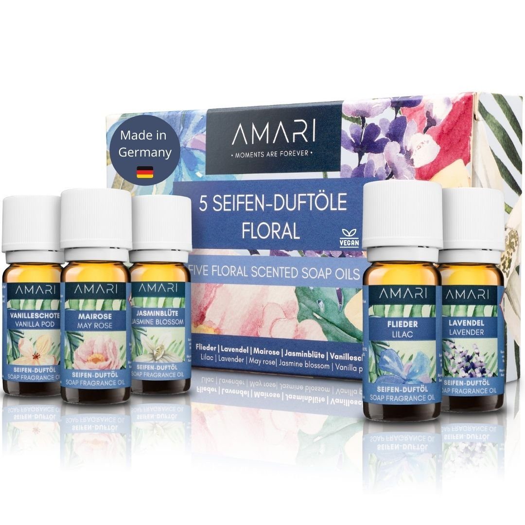 Amari Seifen-Set AMARI® Duftöl Set 5 ausgewählte zur – Blumig Seifenherstellung Duftöle