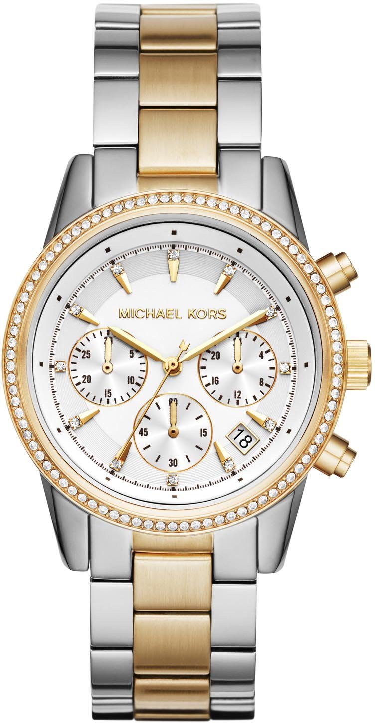 MICHAEL KORS Chronograph RITZ, MK6474, Quarzuhr, Armbanduhr, Damenuhr, Stoppfunktion, 12/24-Std.-Anzeige