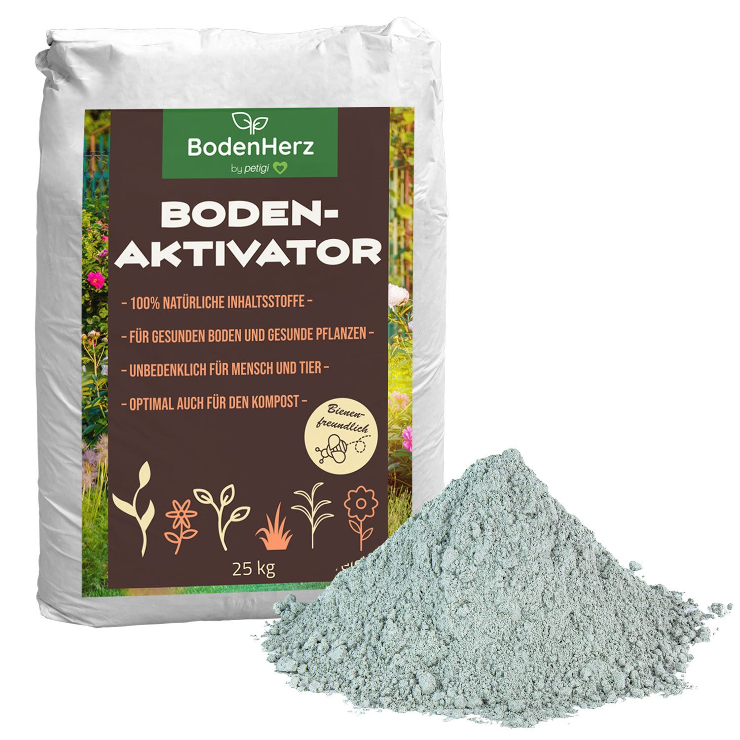 Bodenverbesserer BodenHerz Bodenaktivator Bodenverbesserer Garten Rasen Mineralien 25kg