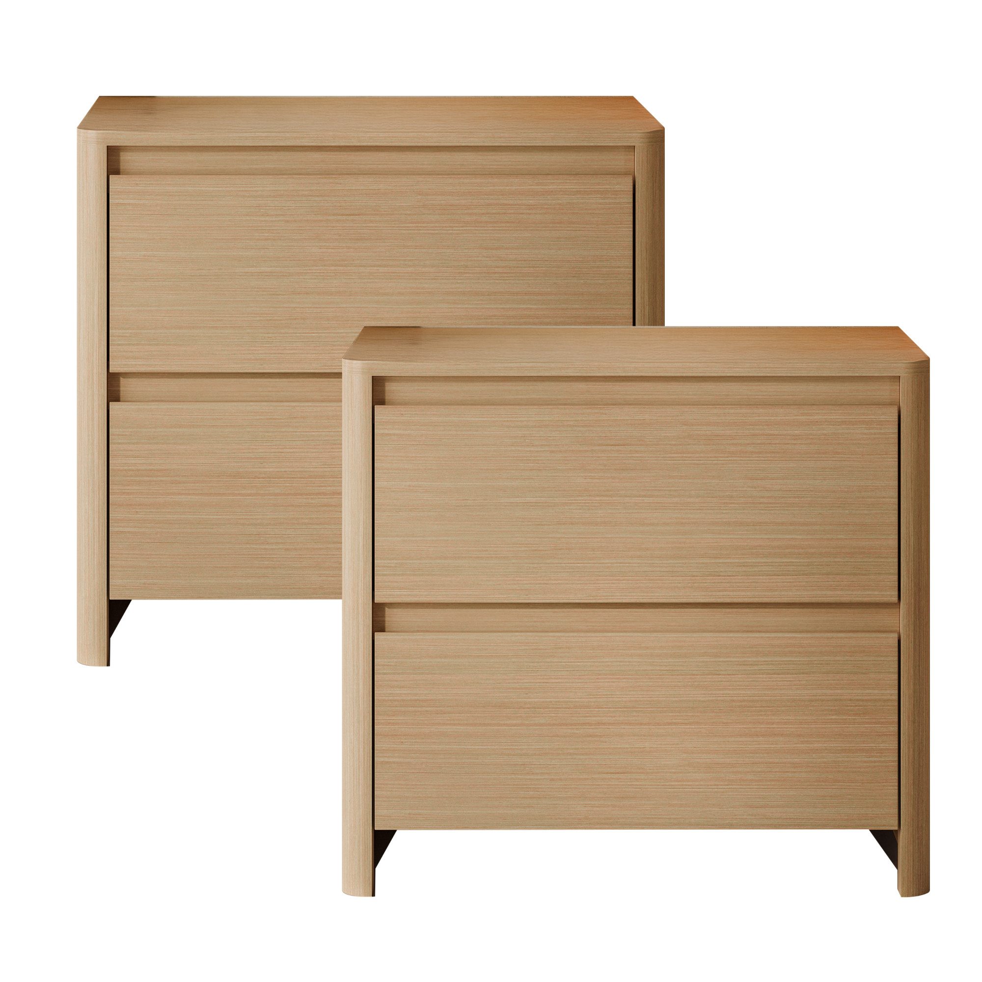 en.casa Nachtschrank »Takranmaa« 2er Set mit 2 Schubladen 54 x 60 x 40 cm Eicheoptik