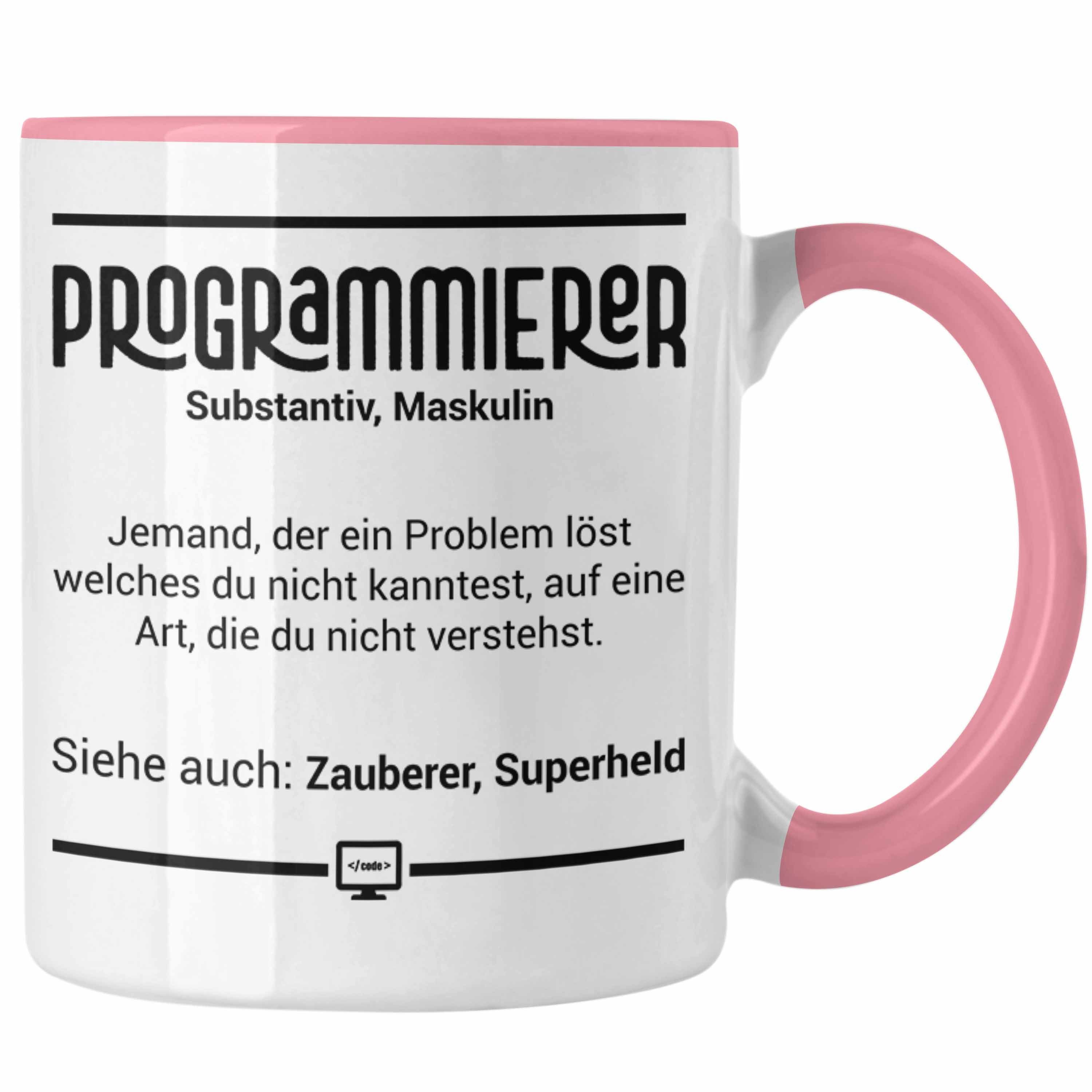 Trendation Tasse Coder Tasse Geschenk für Programmierer Softwareentwickler Nerds Gesch Rosa