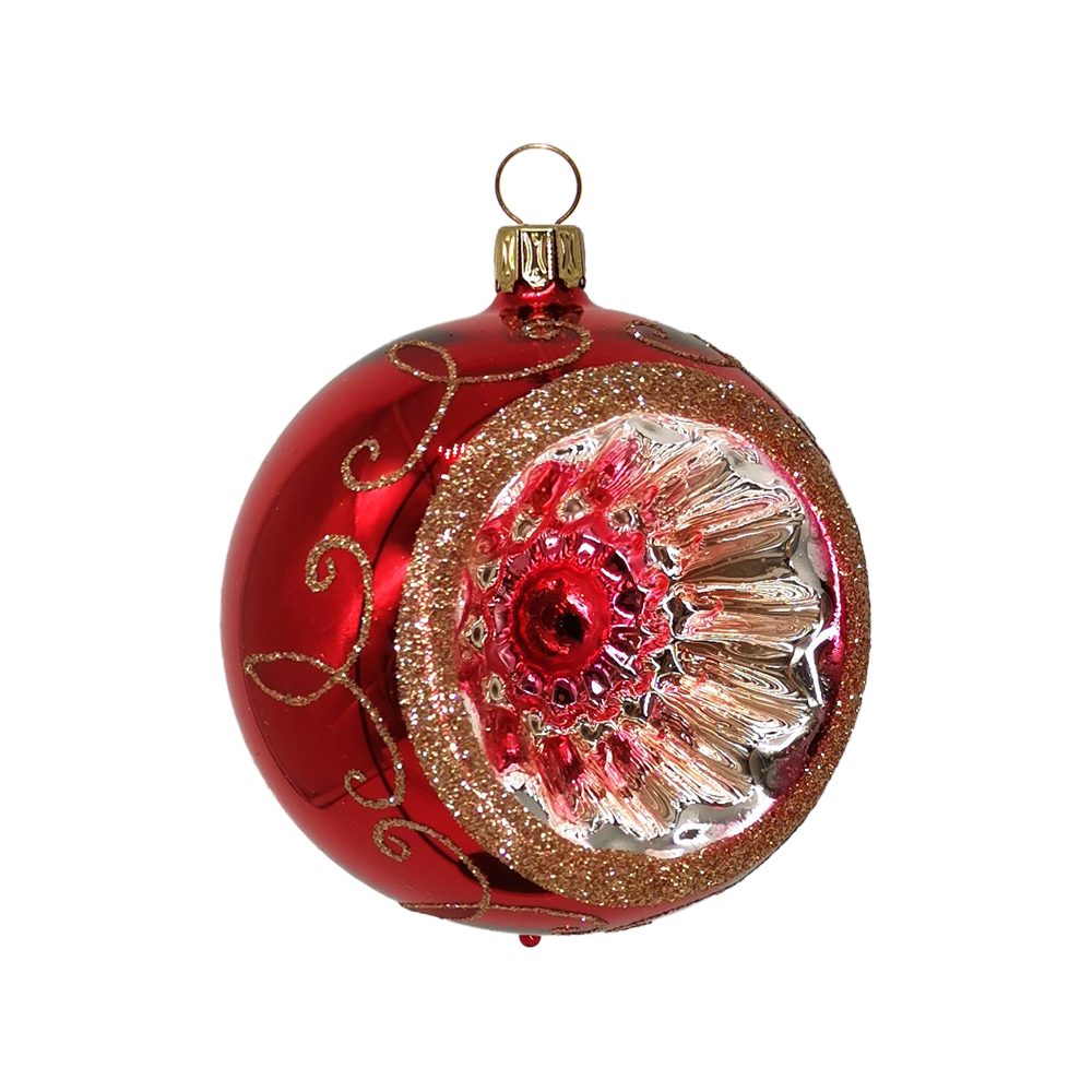 Schatzhauser Weihnachtsbaumkugel Reflexkugel (1 rot St), Spitzenbordüre Spitzenbordüre