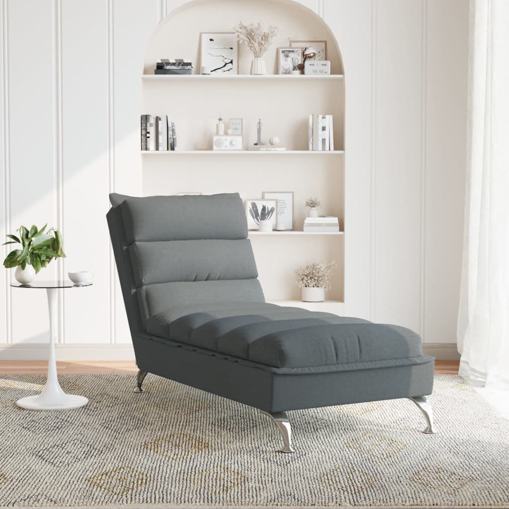vidaXL Sitzbank Chaiselongue mit Kissen Dunkelgrau Stoff